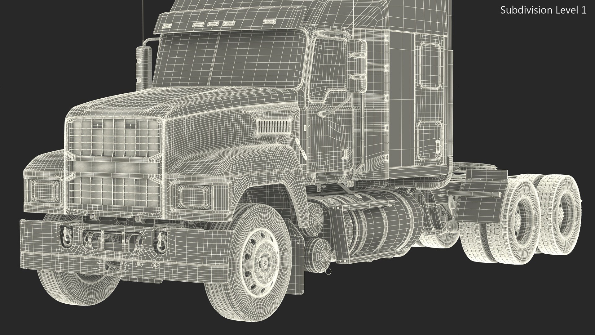 3D 2025 Semi Truck White Rigged model