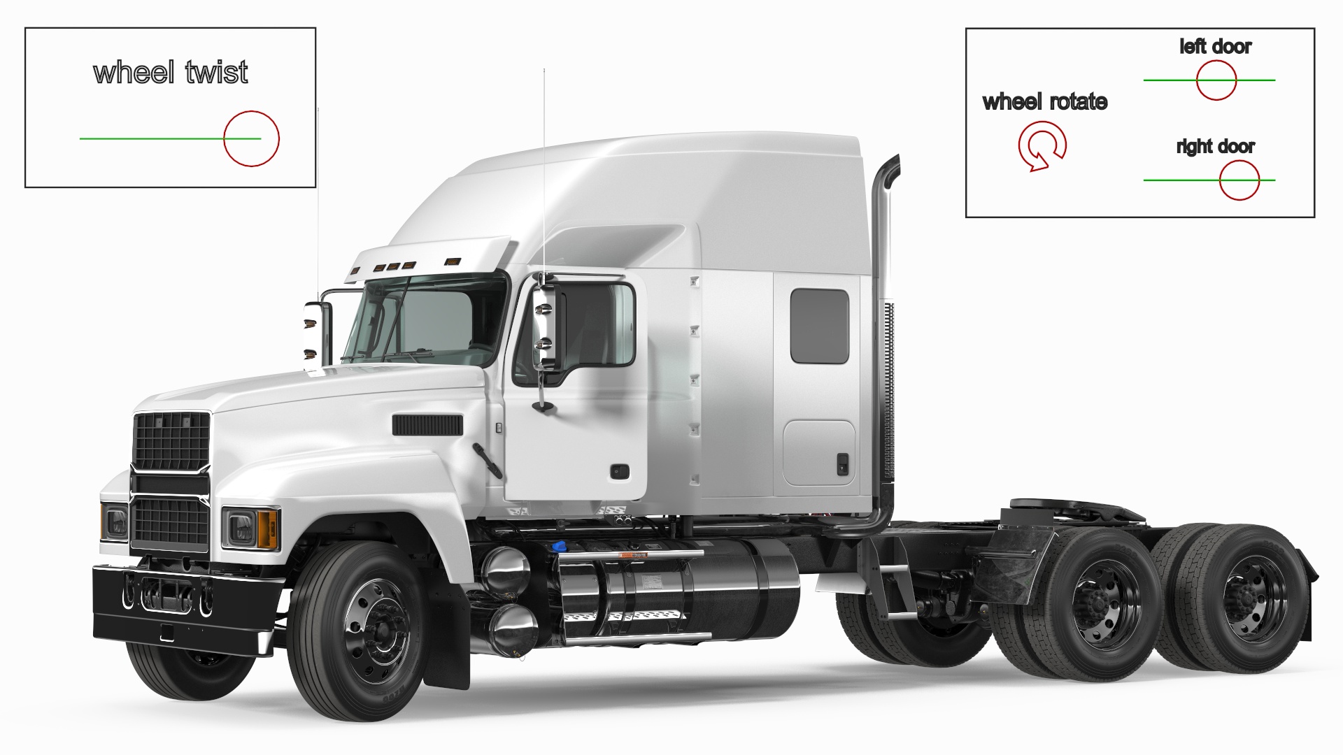 3D 2025 Semi Truck White Rigged model