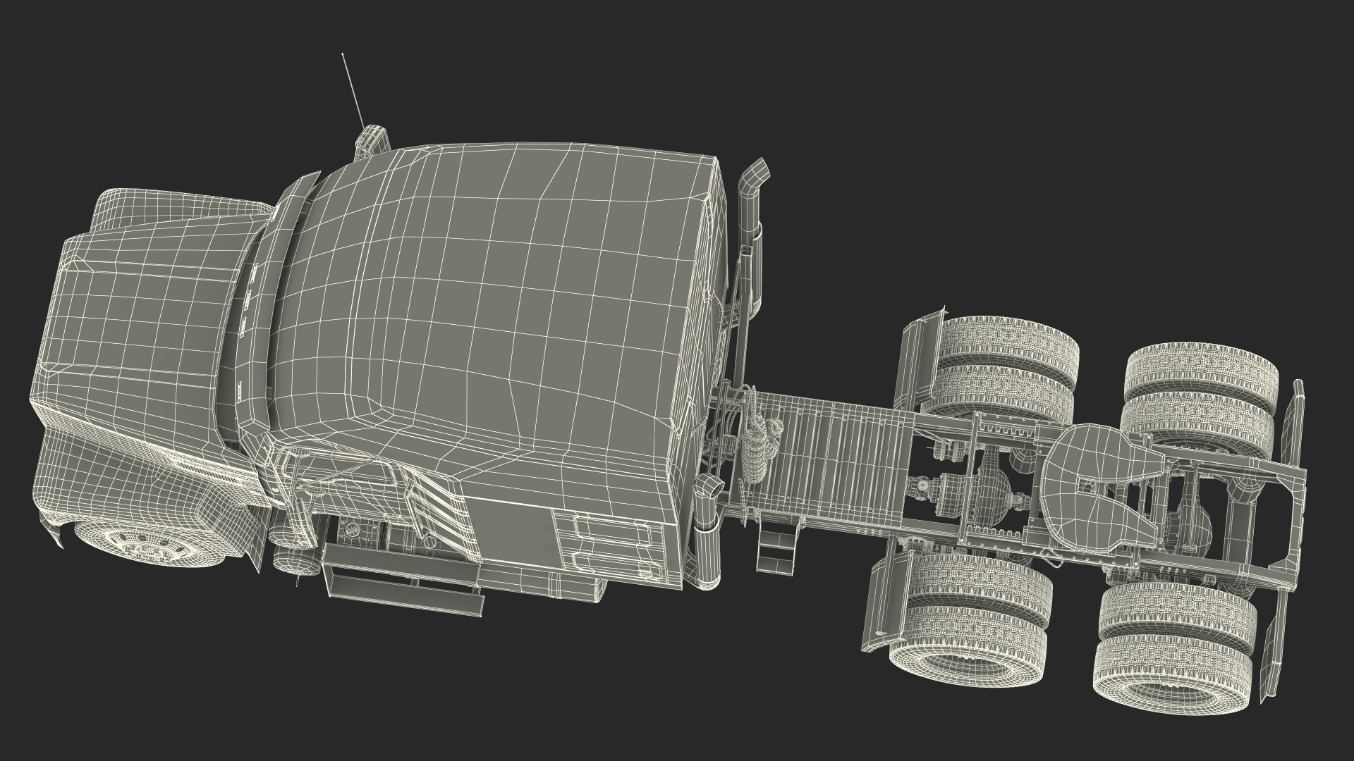 3D 2025 Semi Truck White Rigged model