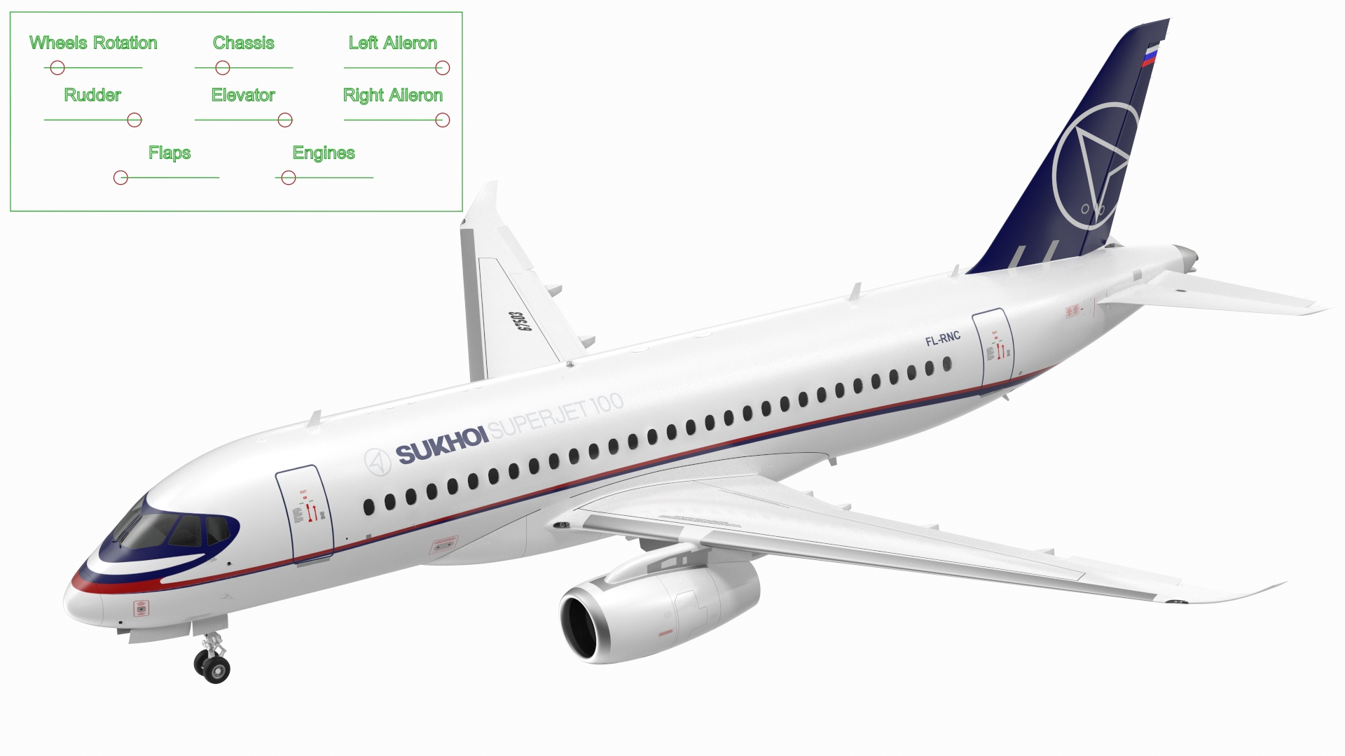 3D Sukhoi Superjet 100 with Saberlets Rigged