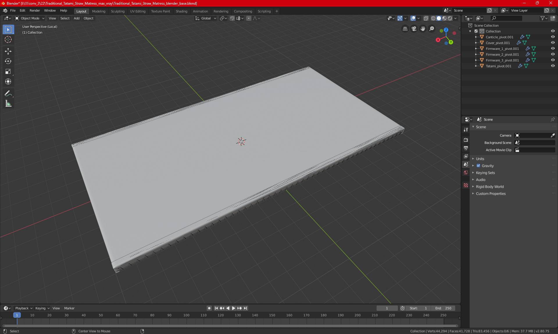 Traditional Tatami Straw Matress 3D