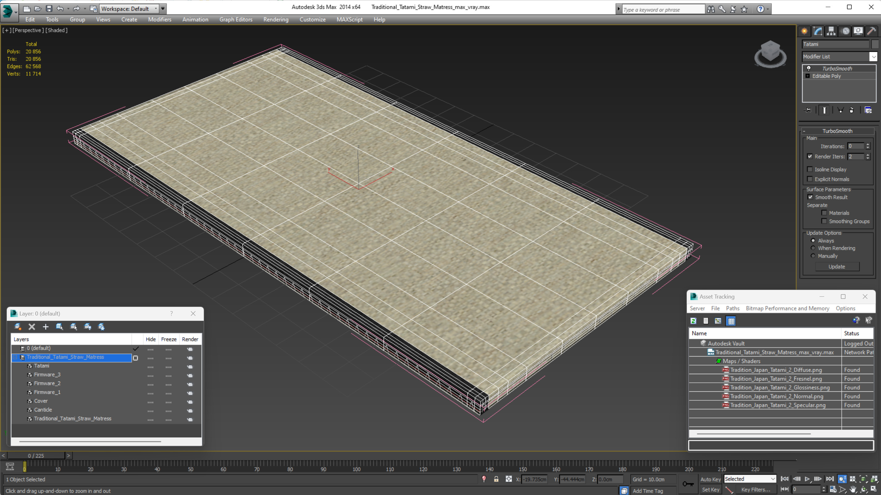Traditional Tatami Straw Matress 3D