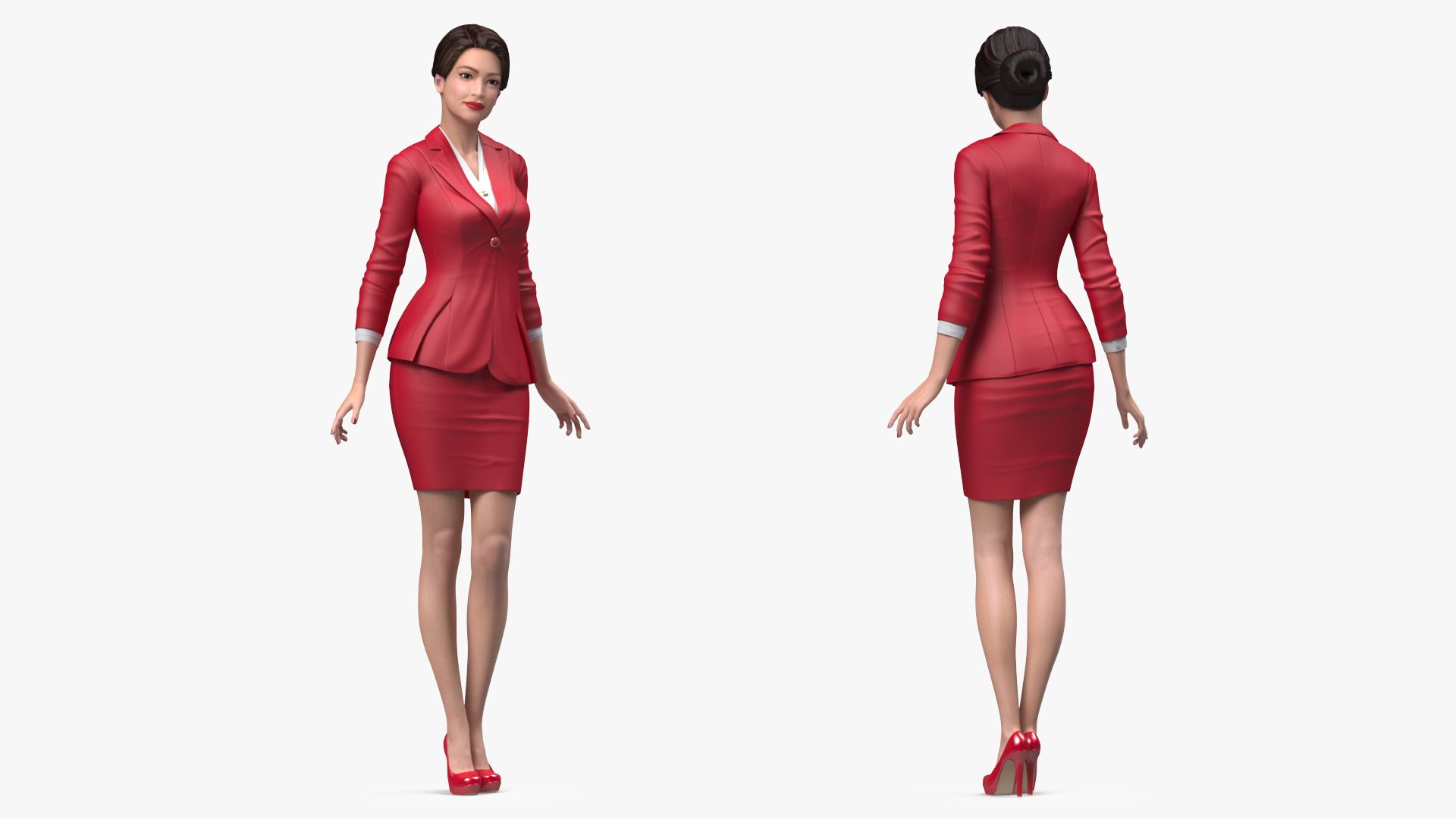 Asian Business Woman Standing Pose 3D model