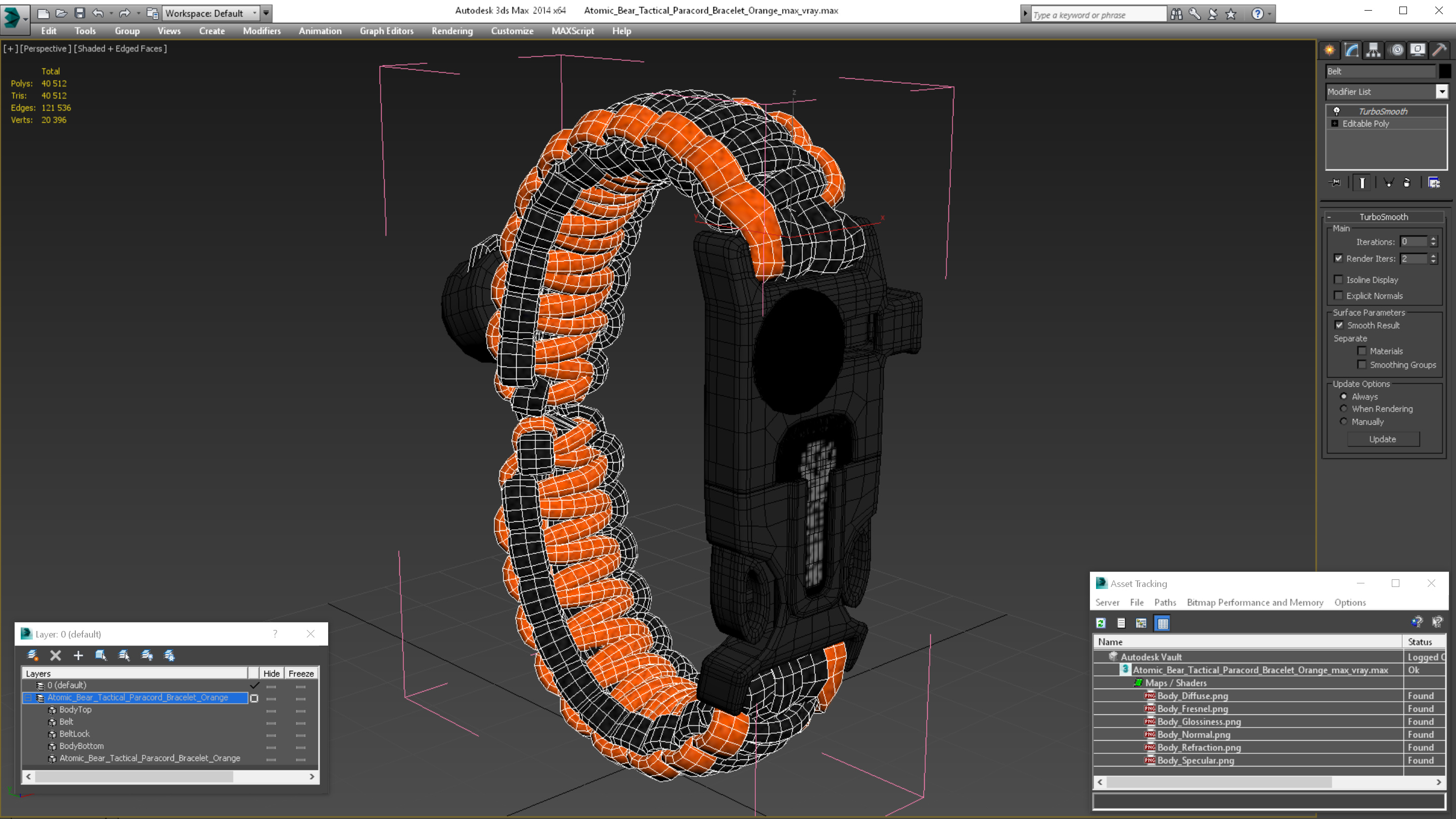 3D model Atomic Bear Tactical Paracord Bracelet Orange