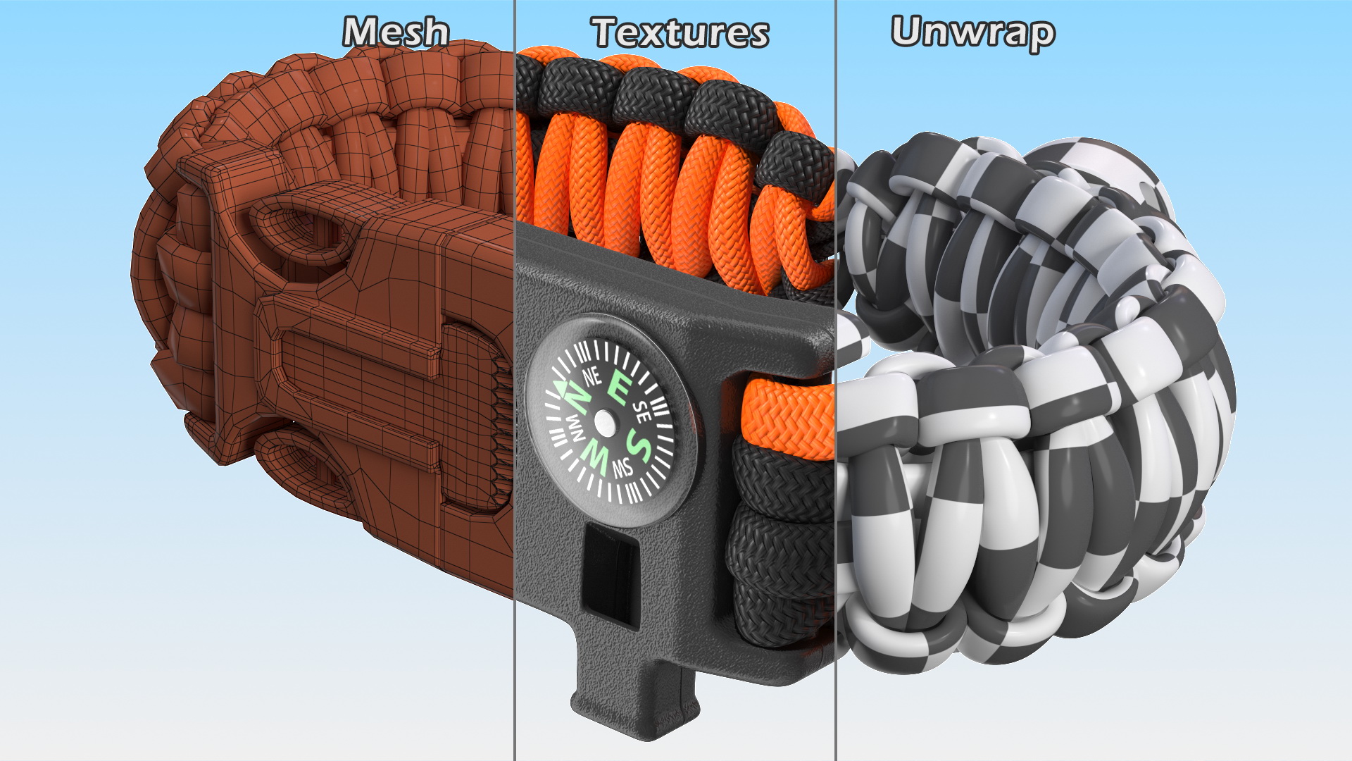 3D model Atomic Bear Tactical Paracord Bracelet Orange