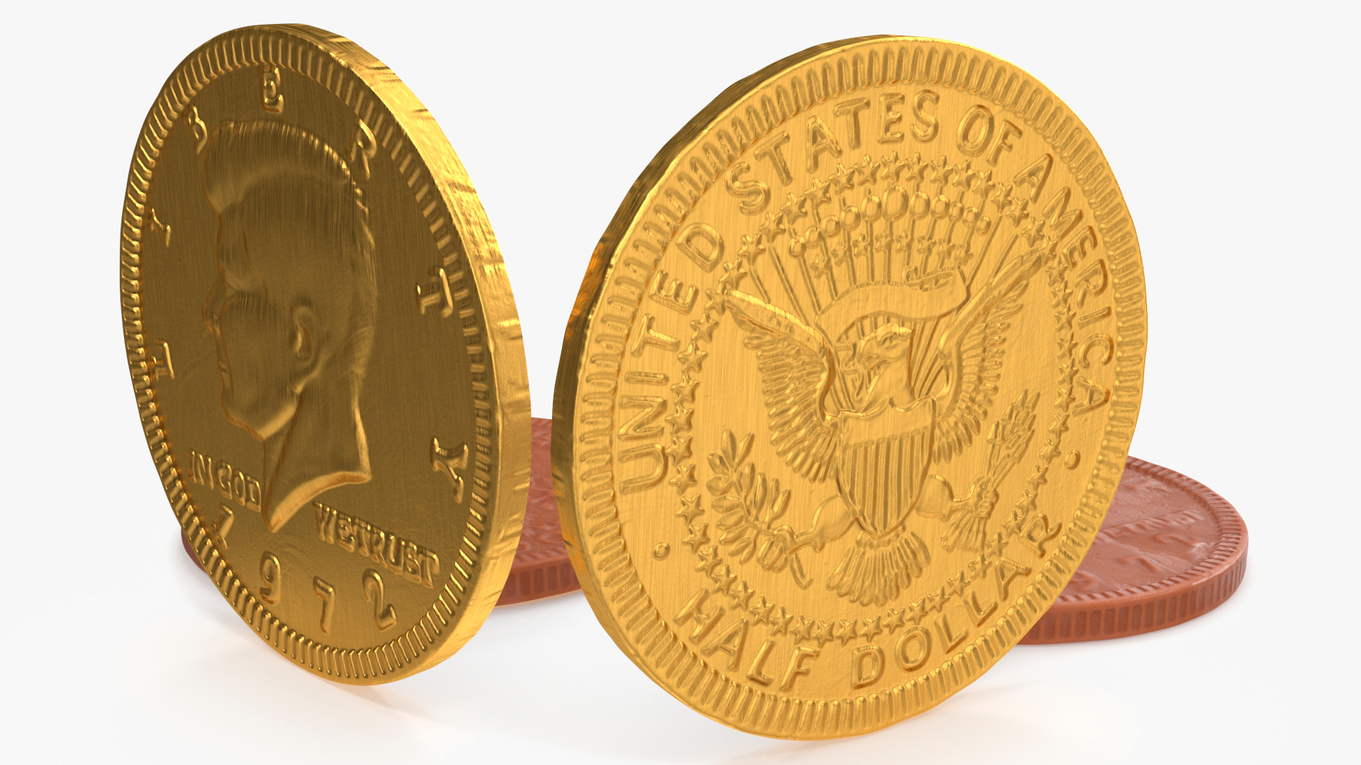 Milk Chocolate Coin with Golden Foil Wrapper 3D model