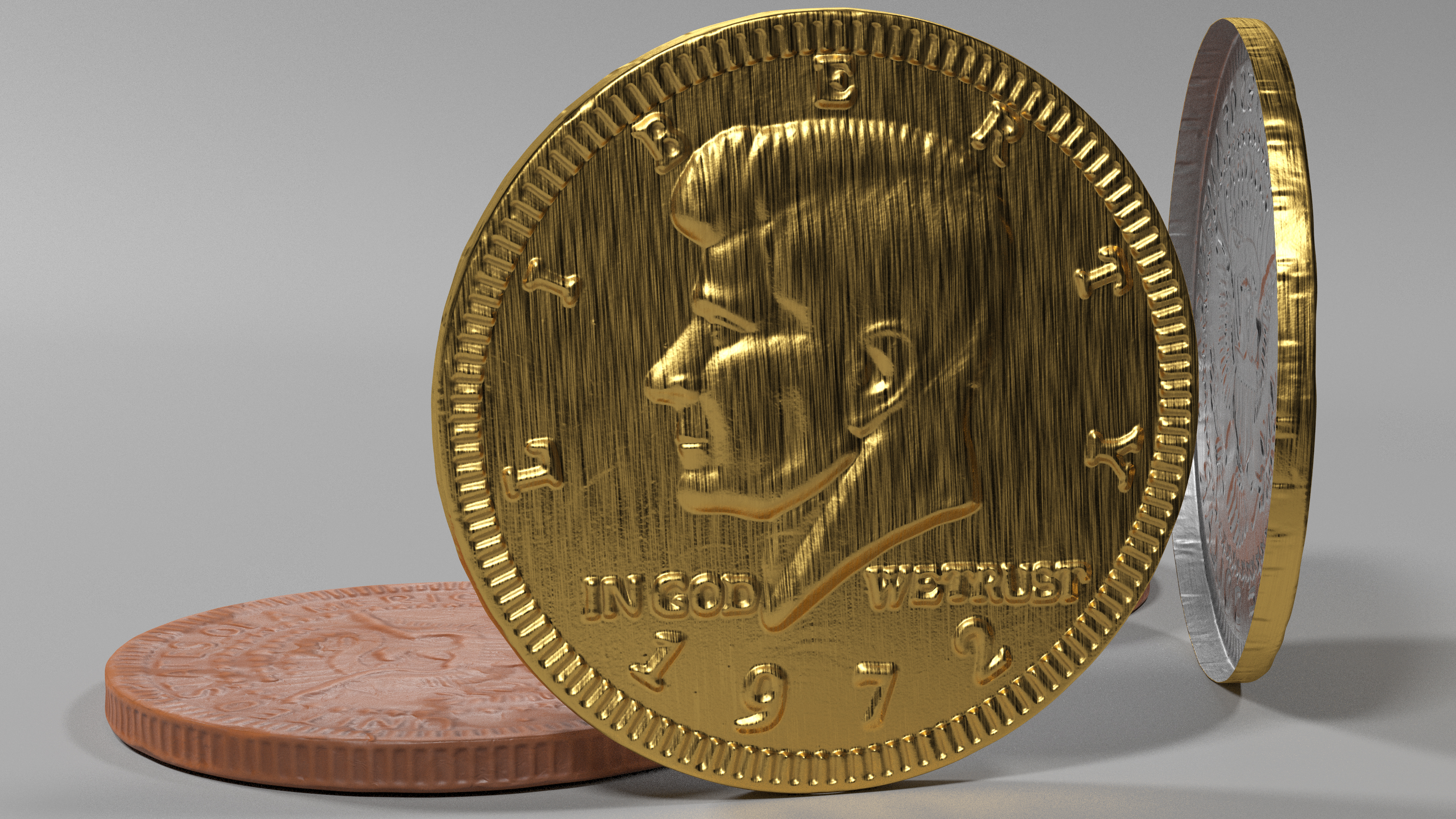 Milk Chocolate Coin with Golden Foil Wrapper 3D model