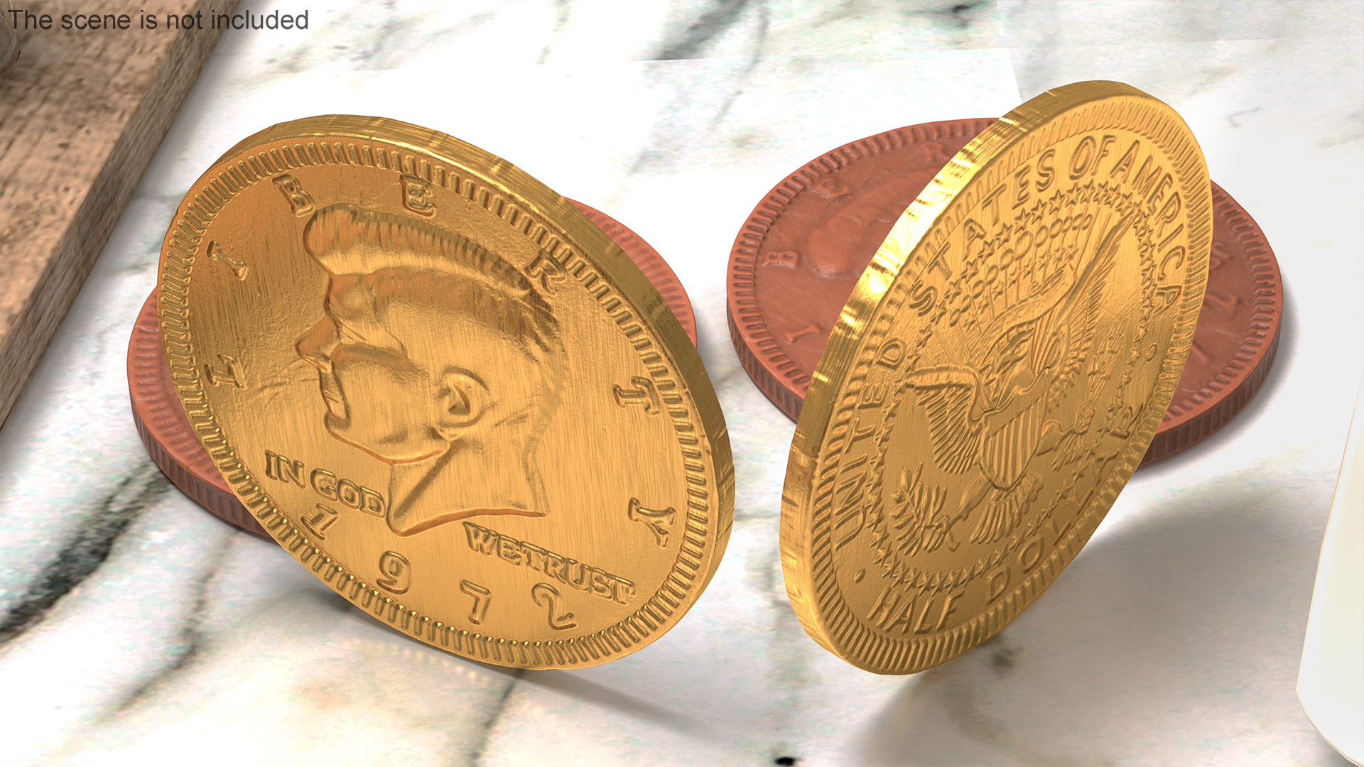 Milk Chocolate Coin with Golden Foil Wrapper 3D model