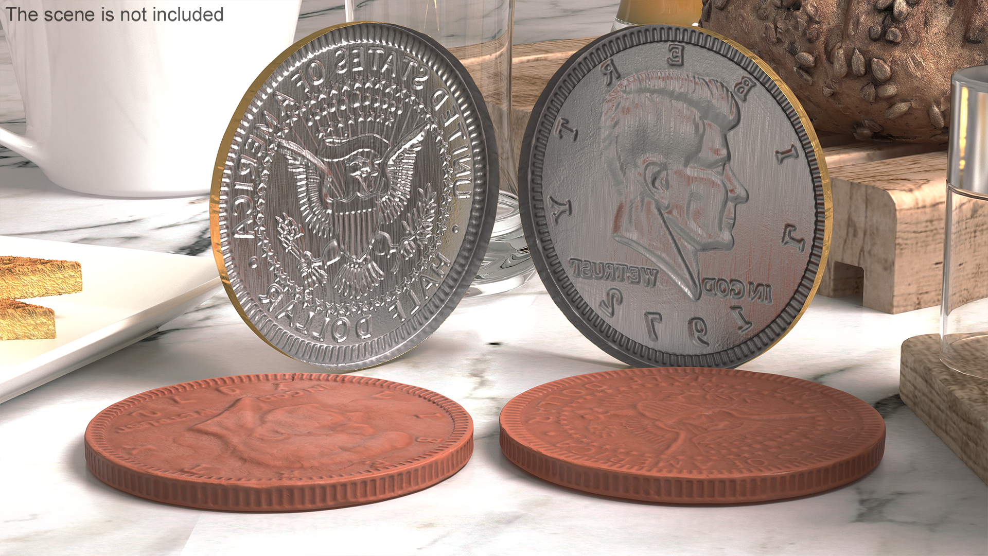 Milk Chocolate Coin with Golden Foil Wrapper 3D model