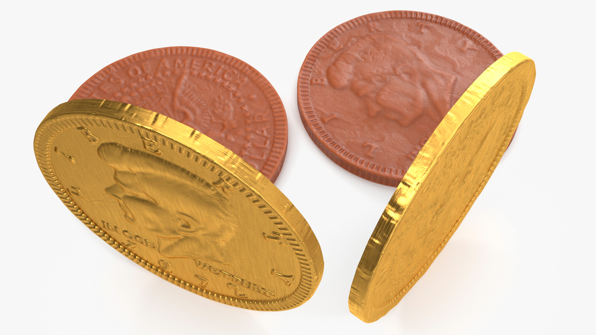 Milk Chocolate Coin with Golden Foil Wrapper 3D model