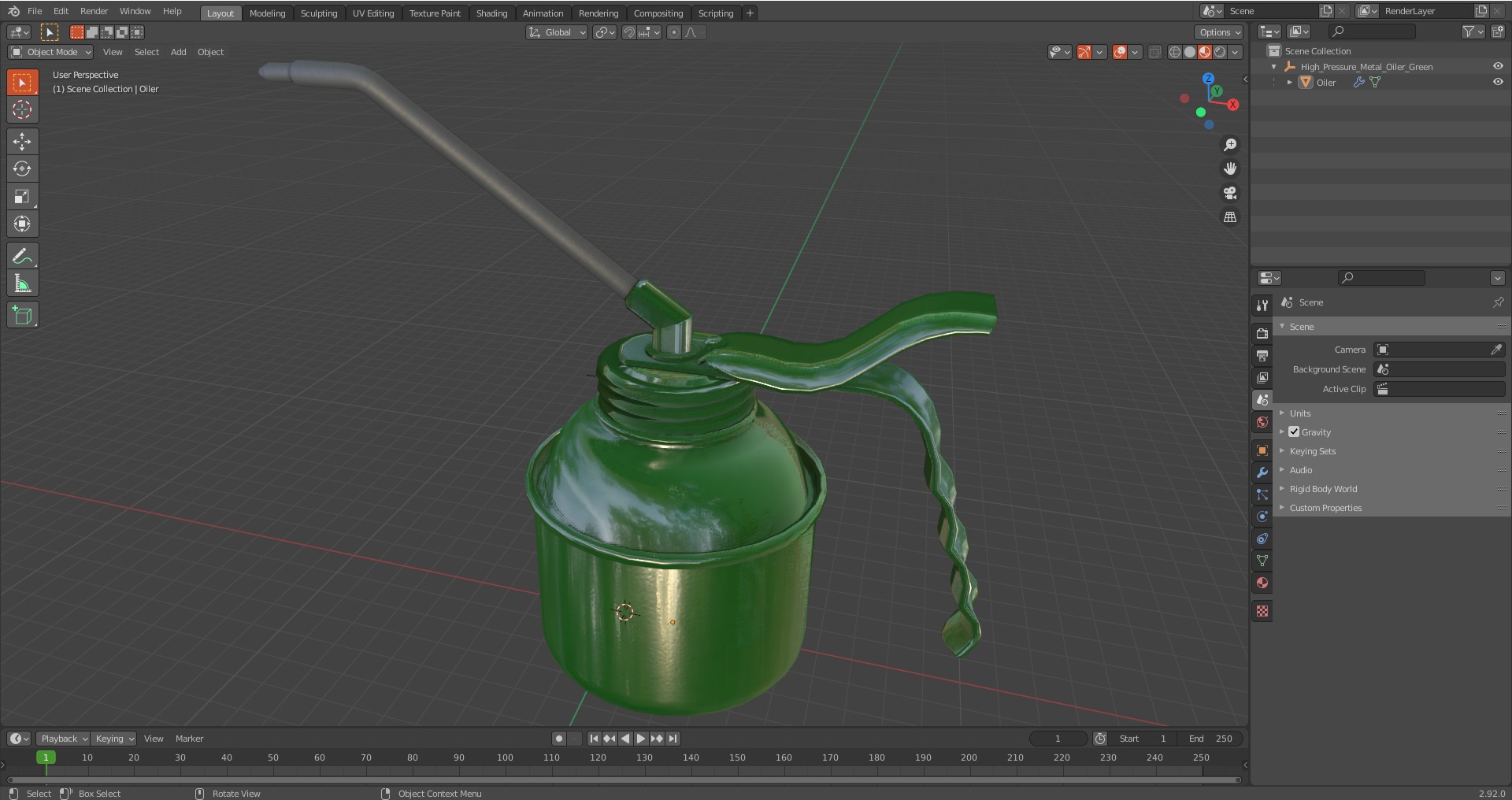 3D High Pressure Metal Oiler Green