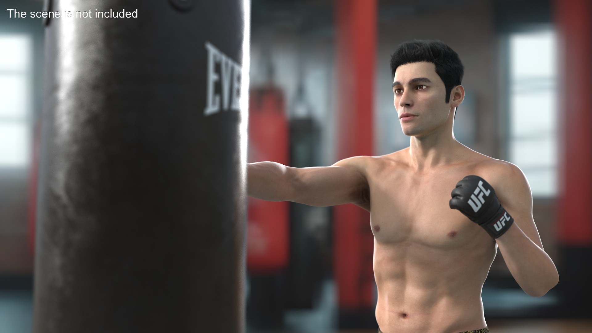 3D model UFC MMA Fighter Training with Everlast Punching Bag Fur