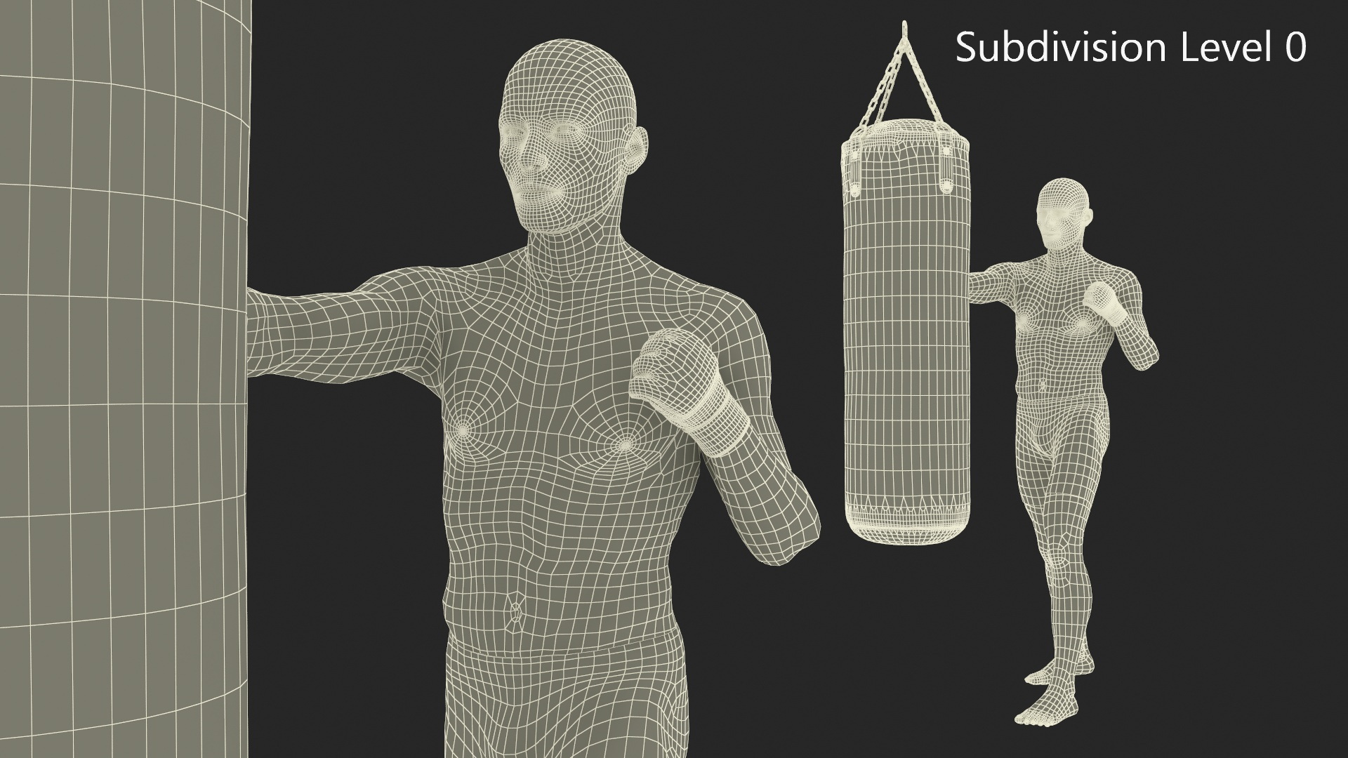 3D model UFC MMA Fighter Training with Everlast Punching Bag Fur