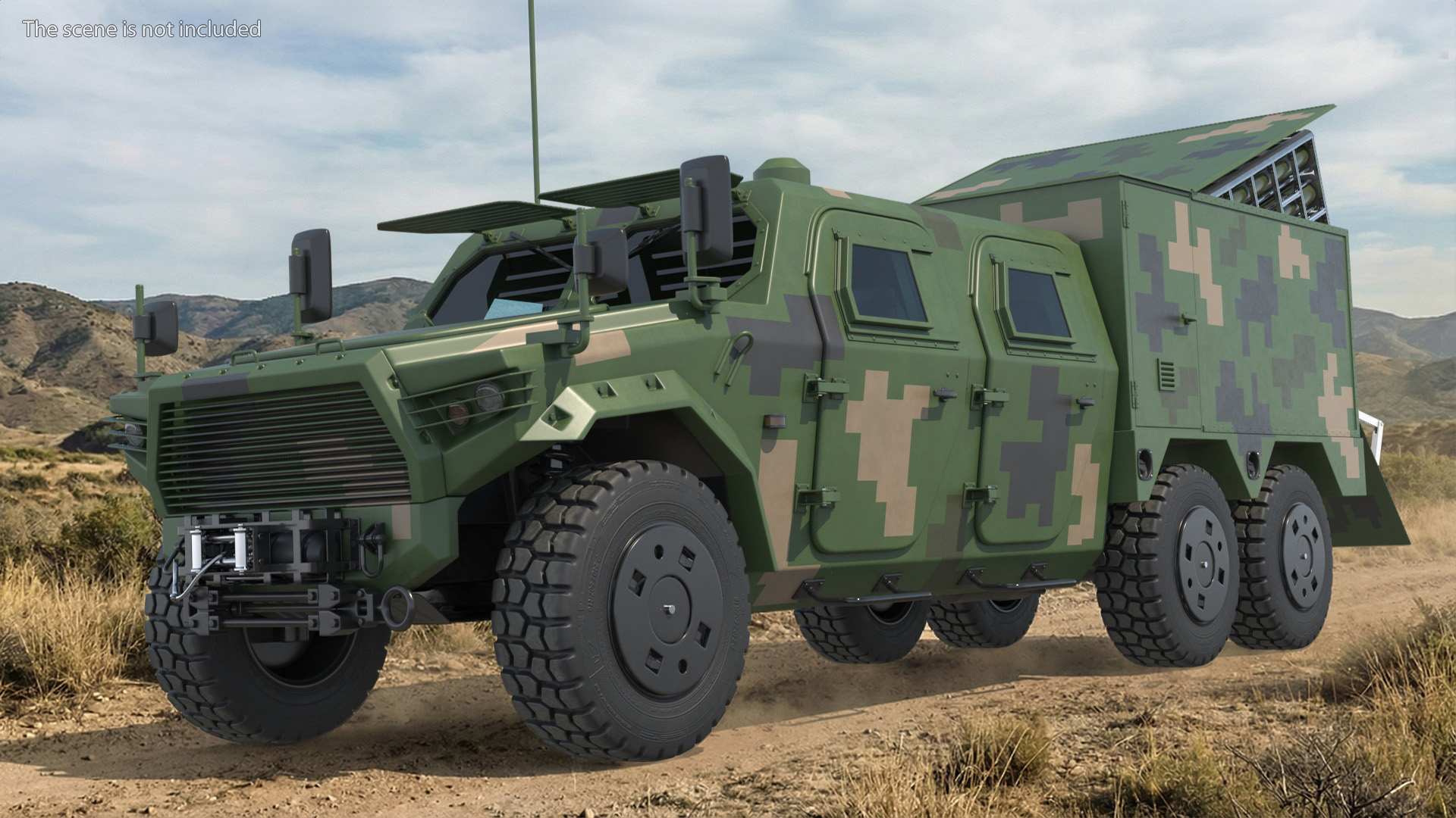 Military UAV Launch Vehicle with Module and Drone - view 3