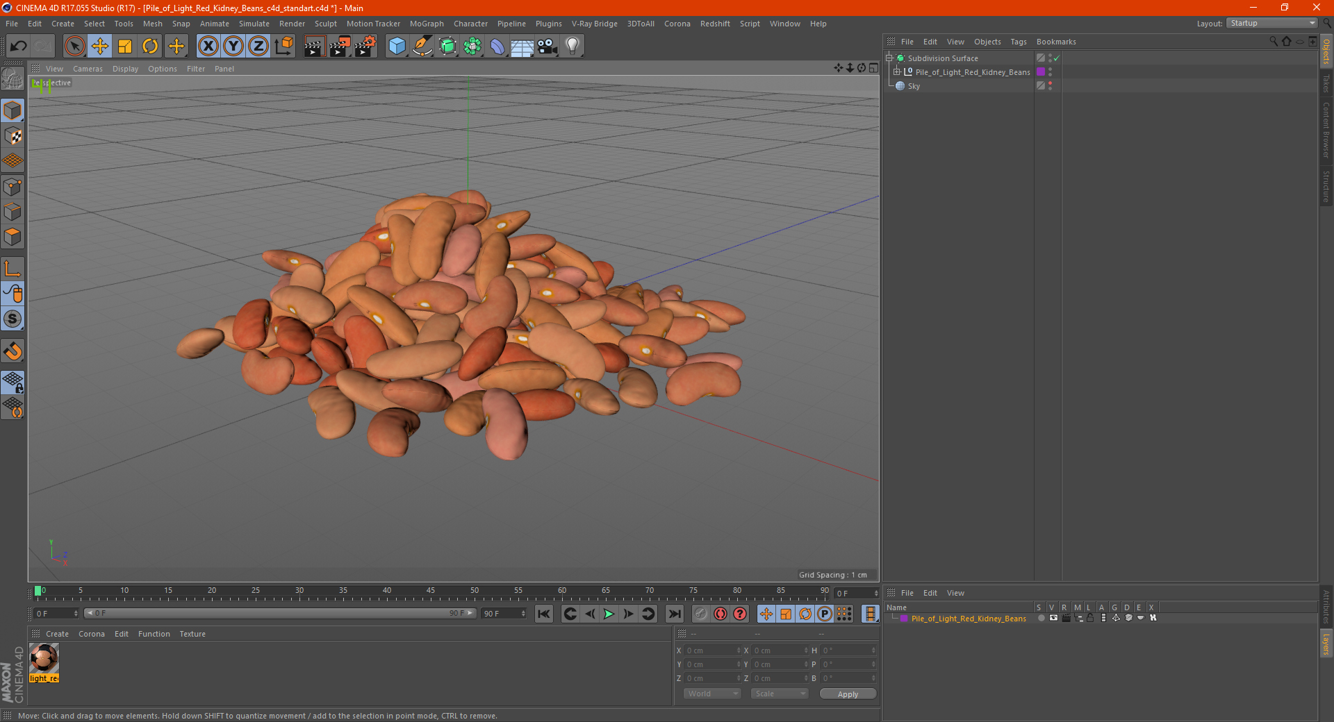 3D model Pile of Light Red Kidney Beans