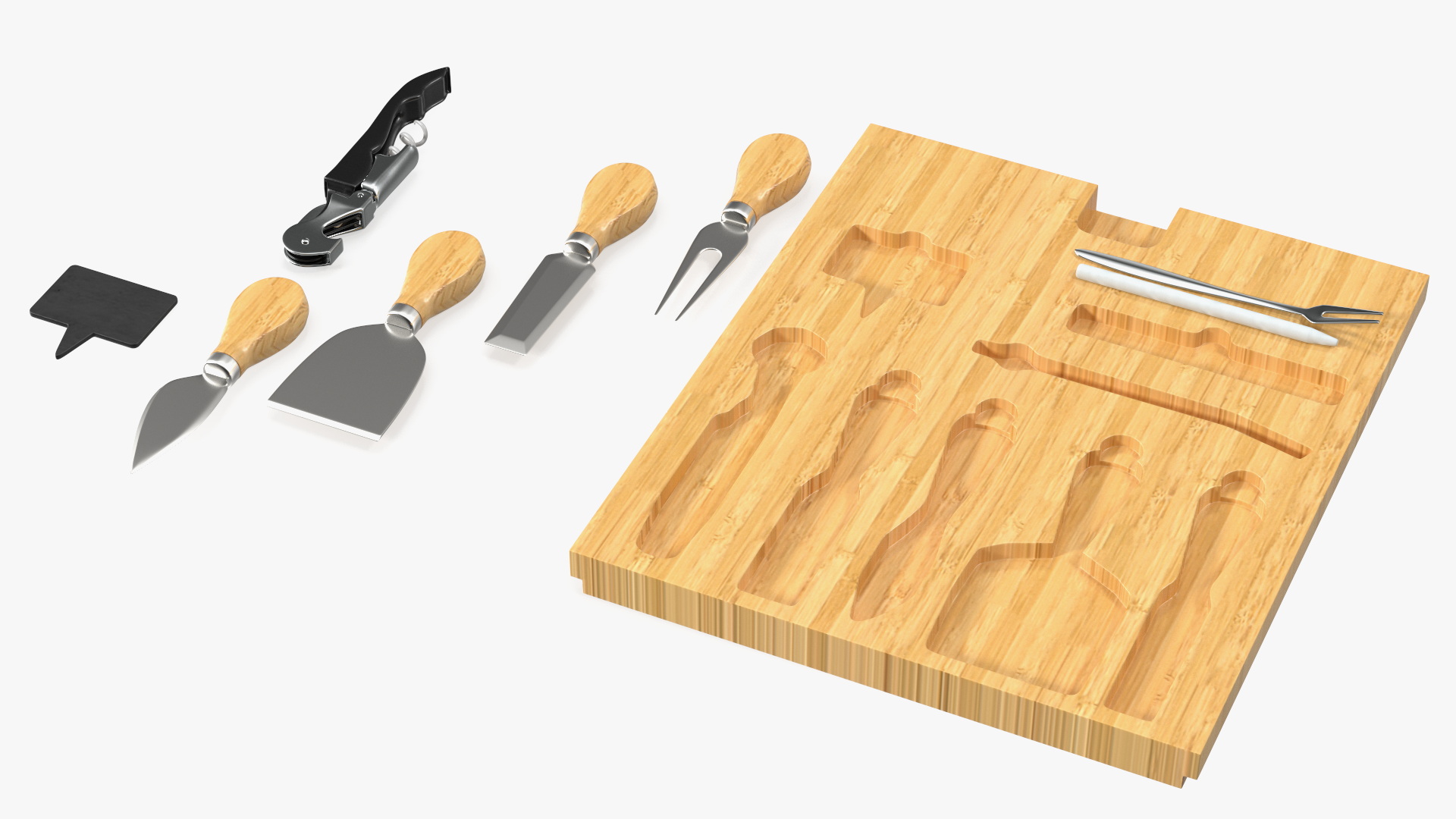 3D Cheese Knives Set Stainless Steel model