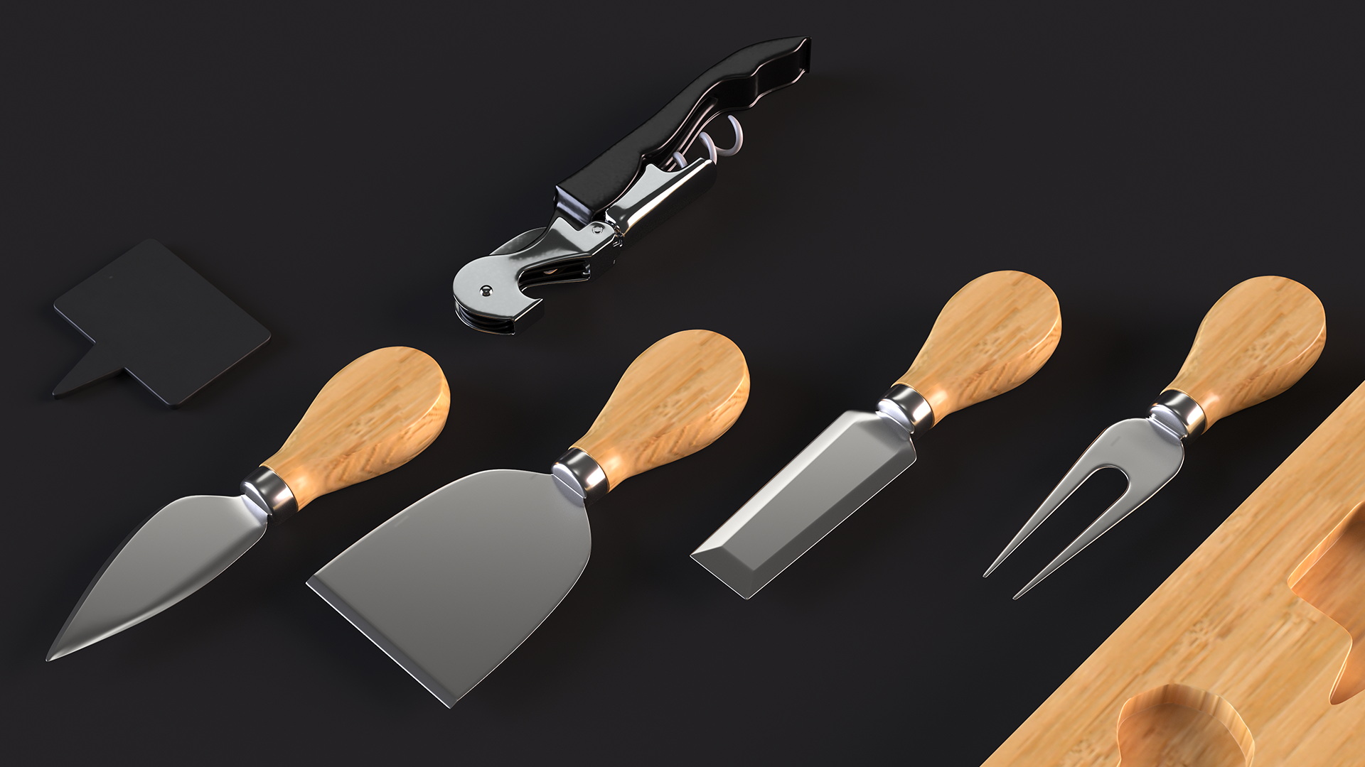 3D Cheese Knives Set Stainless Steel model