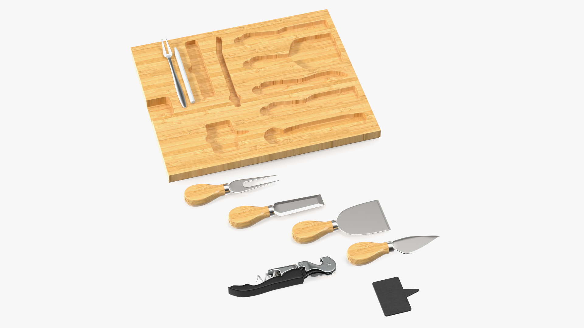 3D Cheese Knives Set Stainless Steel model