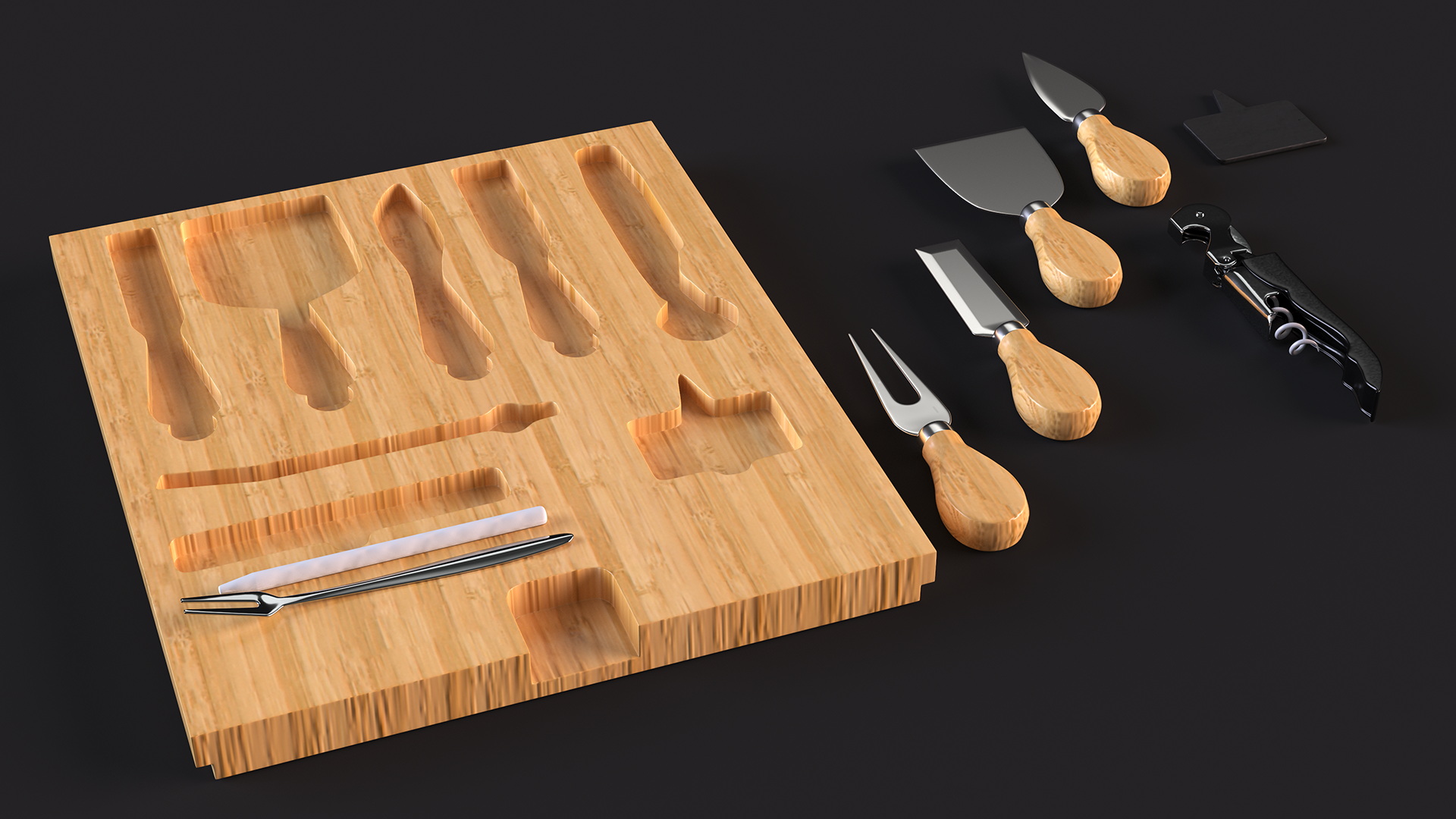 3D Cheese Knives Set Stainless Steel model