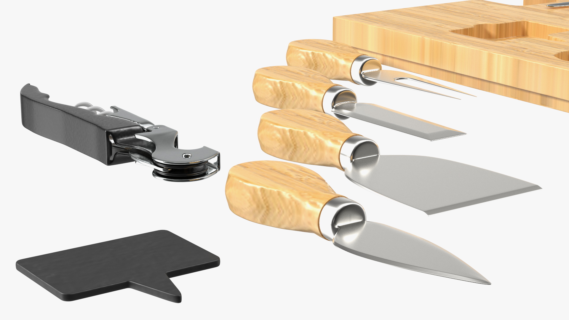 3D Cheese Knives Set Stainless Steel model