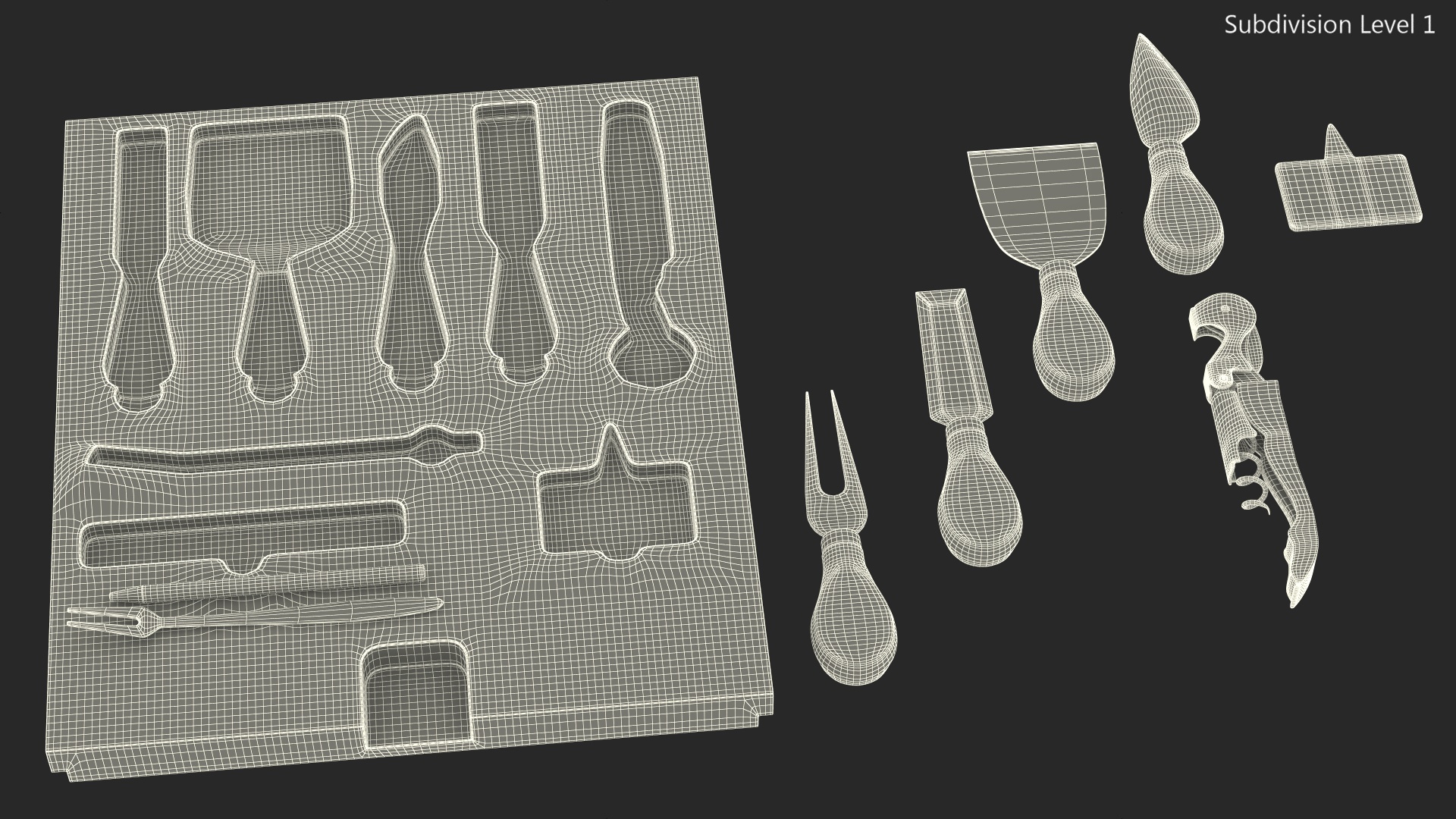 3D Cheese Knives Set Stainless Steel model