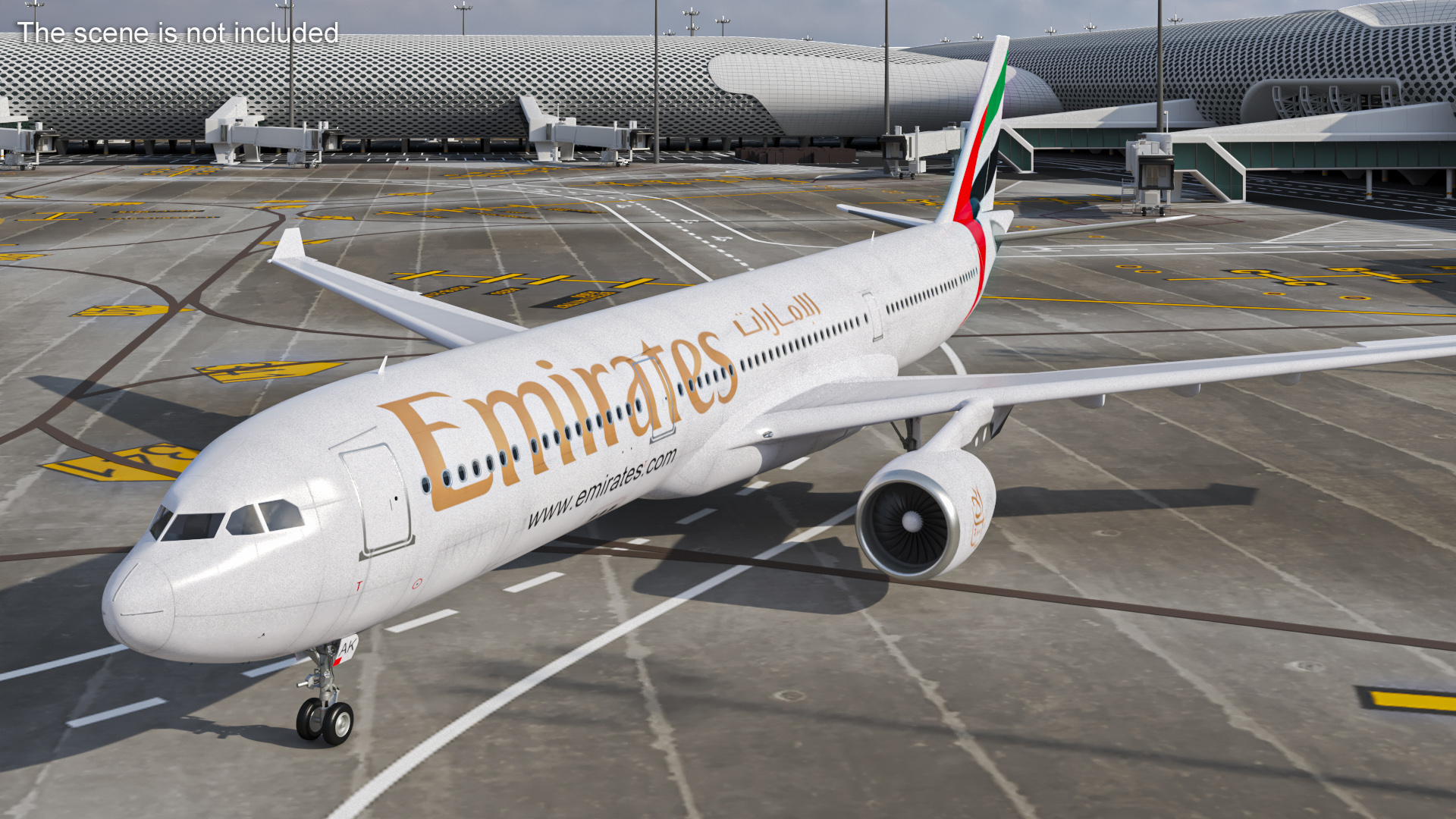 3D Emirates Airbus A330-200 Rigged