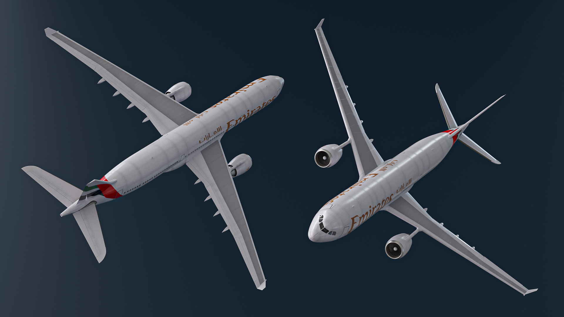 3D Emirates Airbus A330-200 Rigged