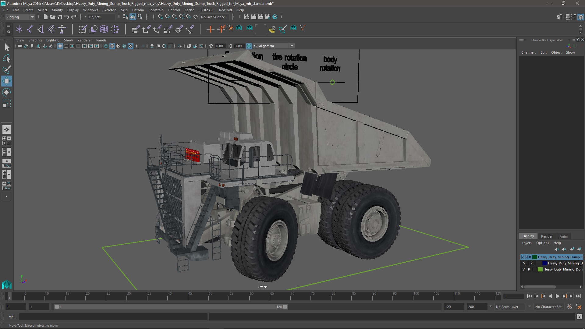 Heavy Duty Mining Dump Truck Rigged for Maya 3D model