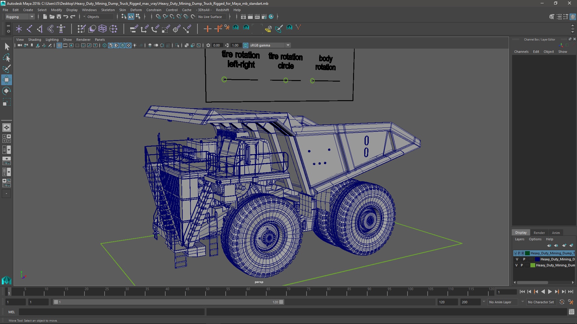 Heavy Duty Mining Dump Truck Rigged for Maya 3D model
