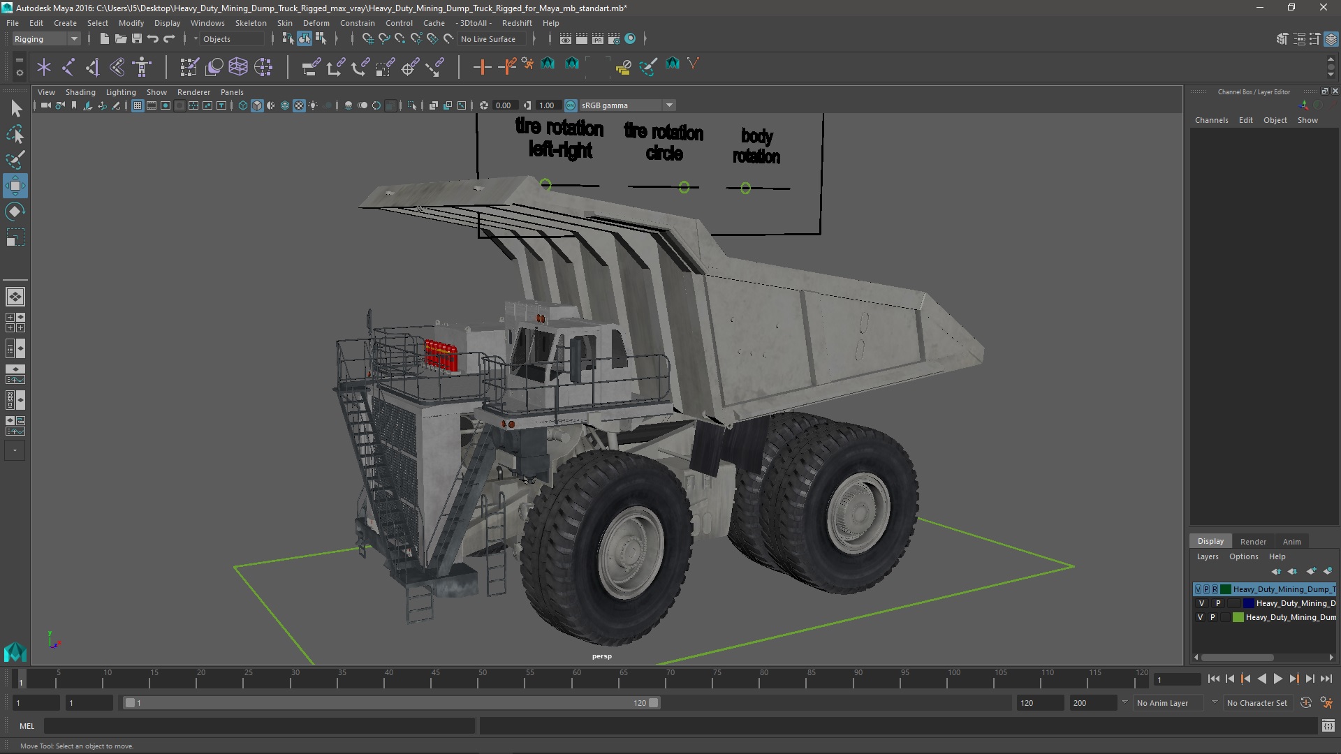 Heavy Duty Mining Dump Truck Rigged for Maya 3D model