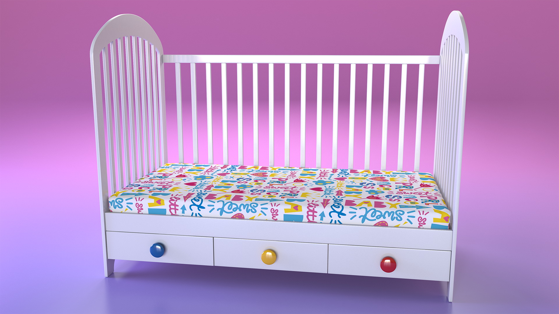 Wooden Infant Bed 3D