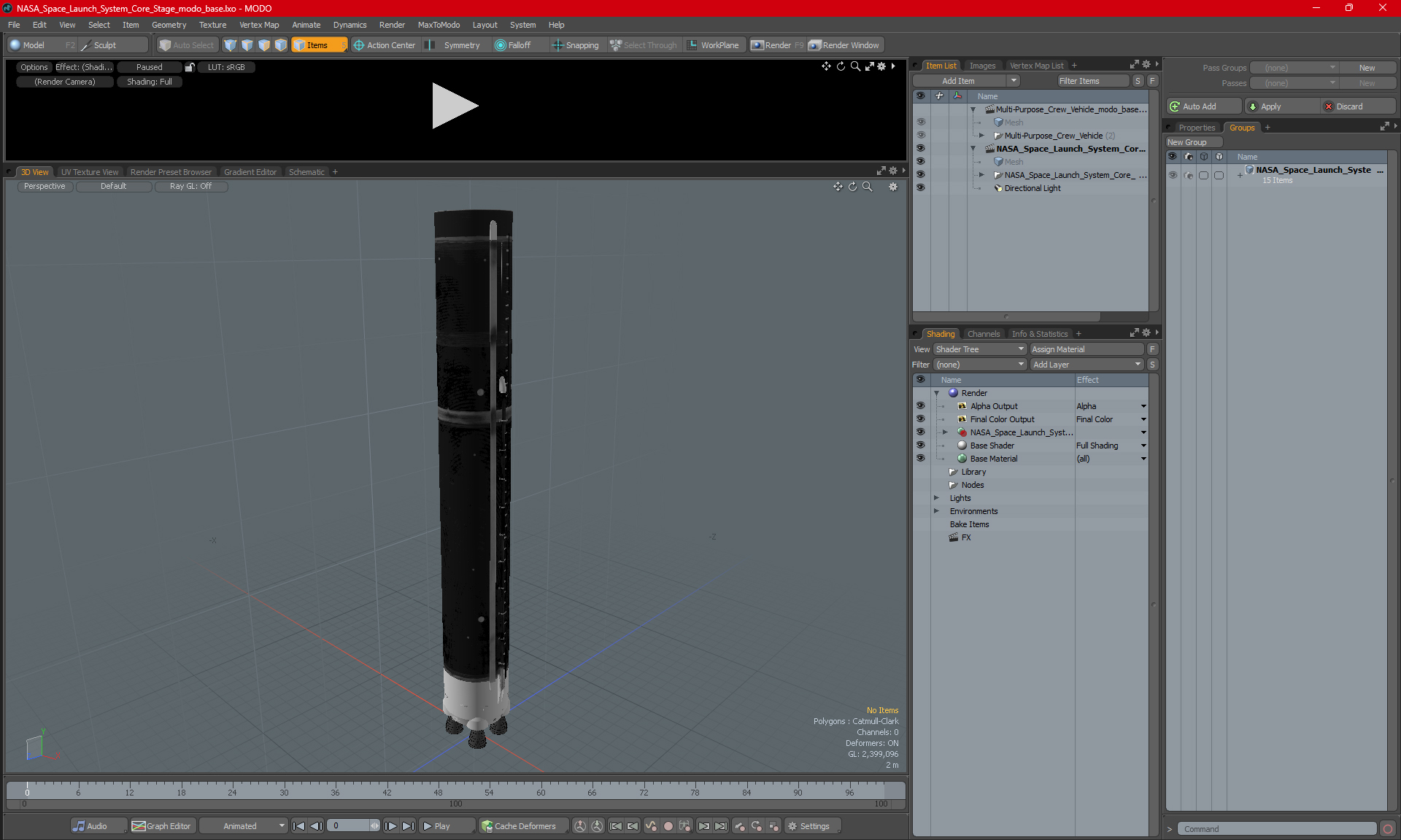 3D model NASA Space Launch System Core Stage