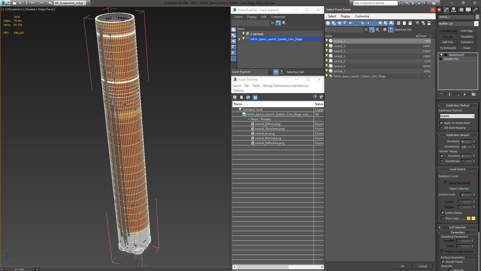3D model NASA Space Launch System Core Stage