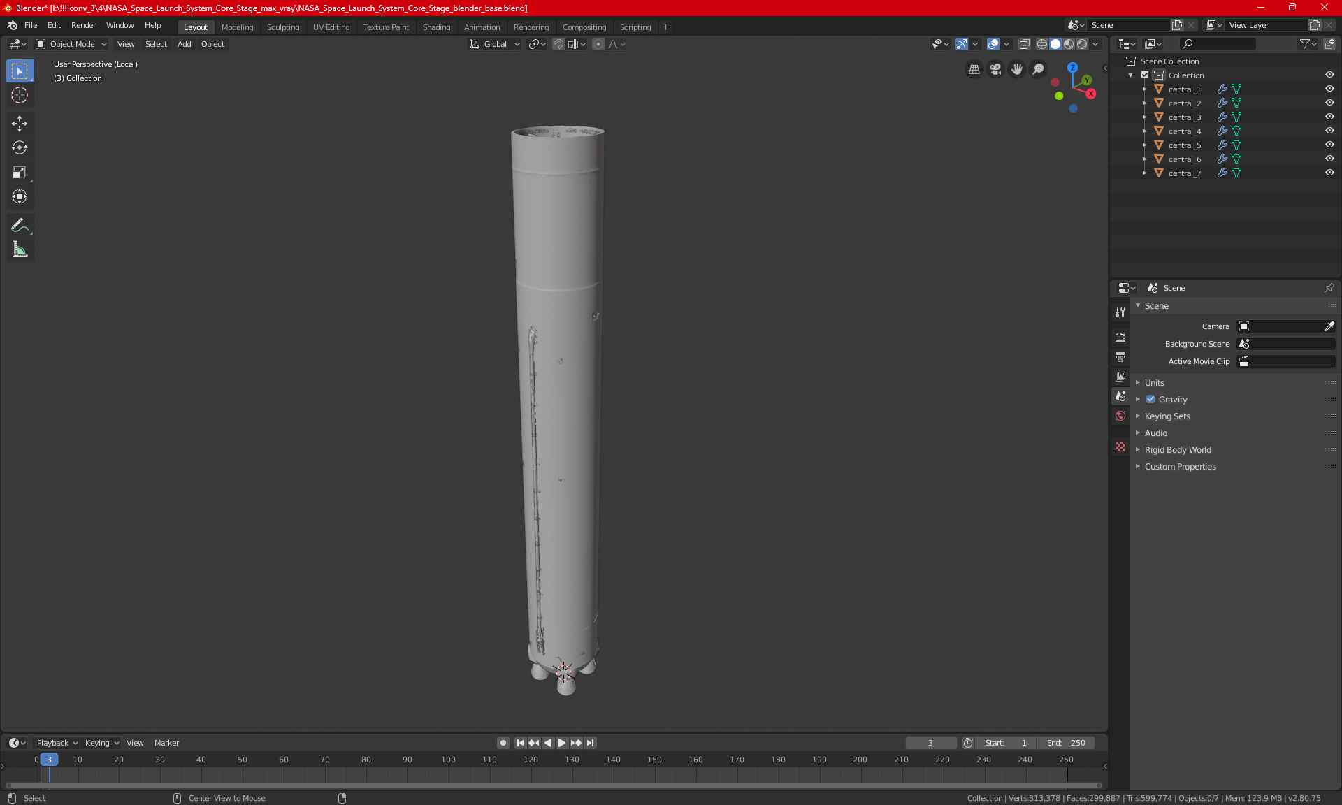 3D model NASA Space Launch System Core Stage
