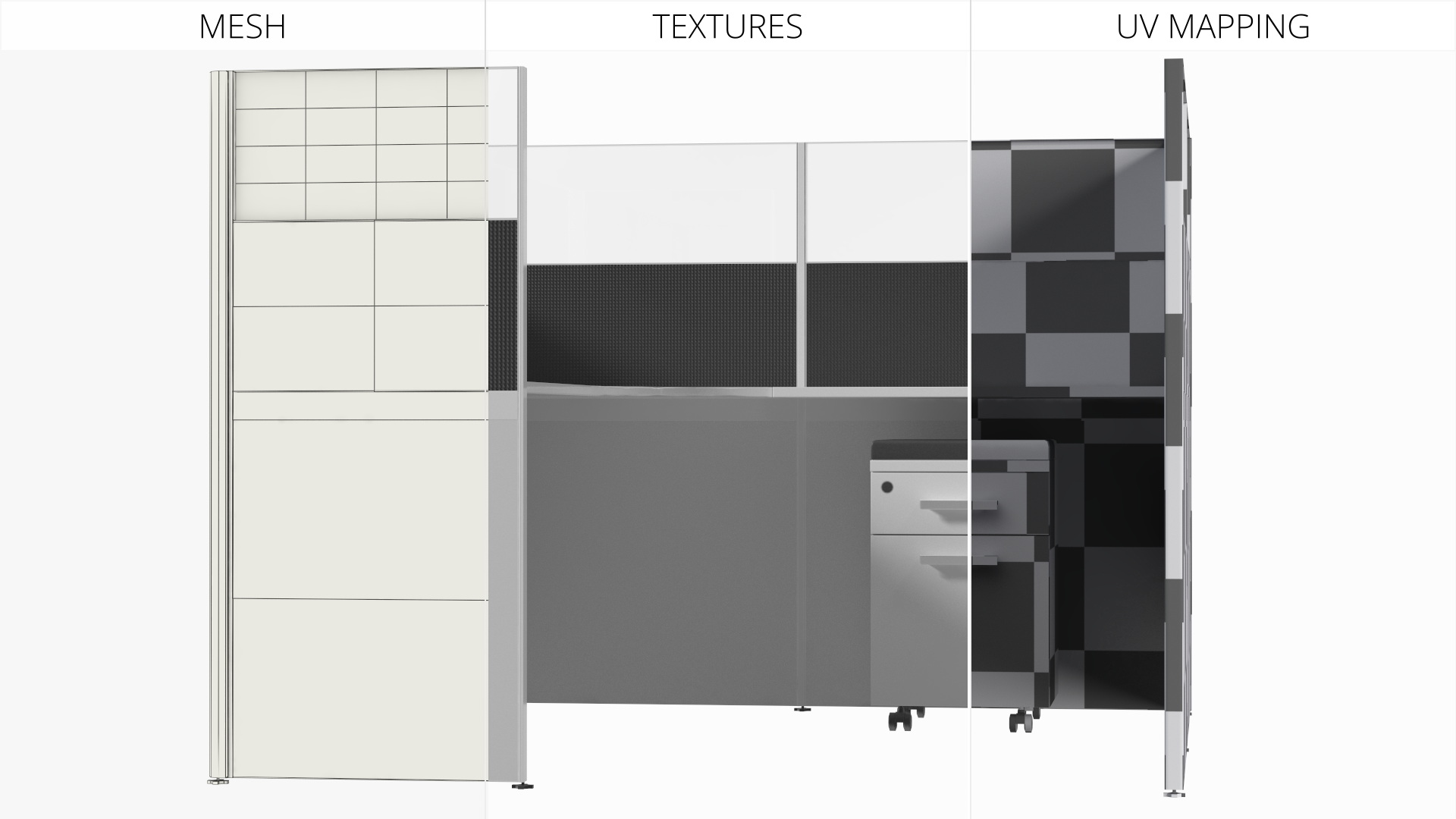 Modular Office Cubicles Kit Game Ready, view 8