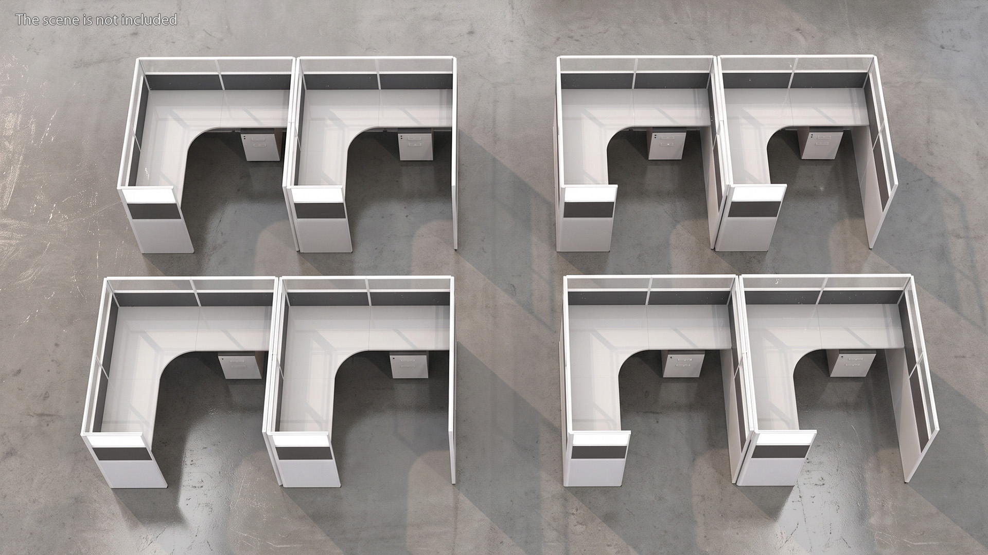 Modular Office Cubicles Kit Game Ready, view 3
