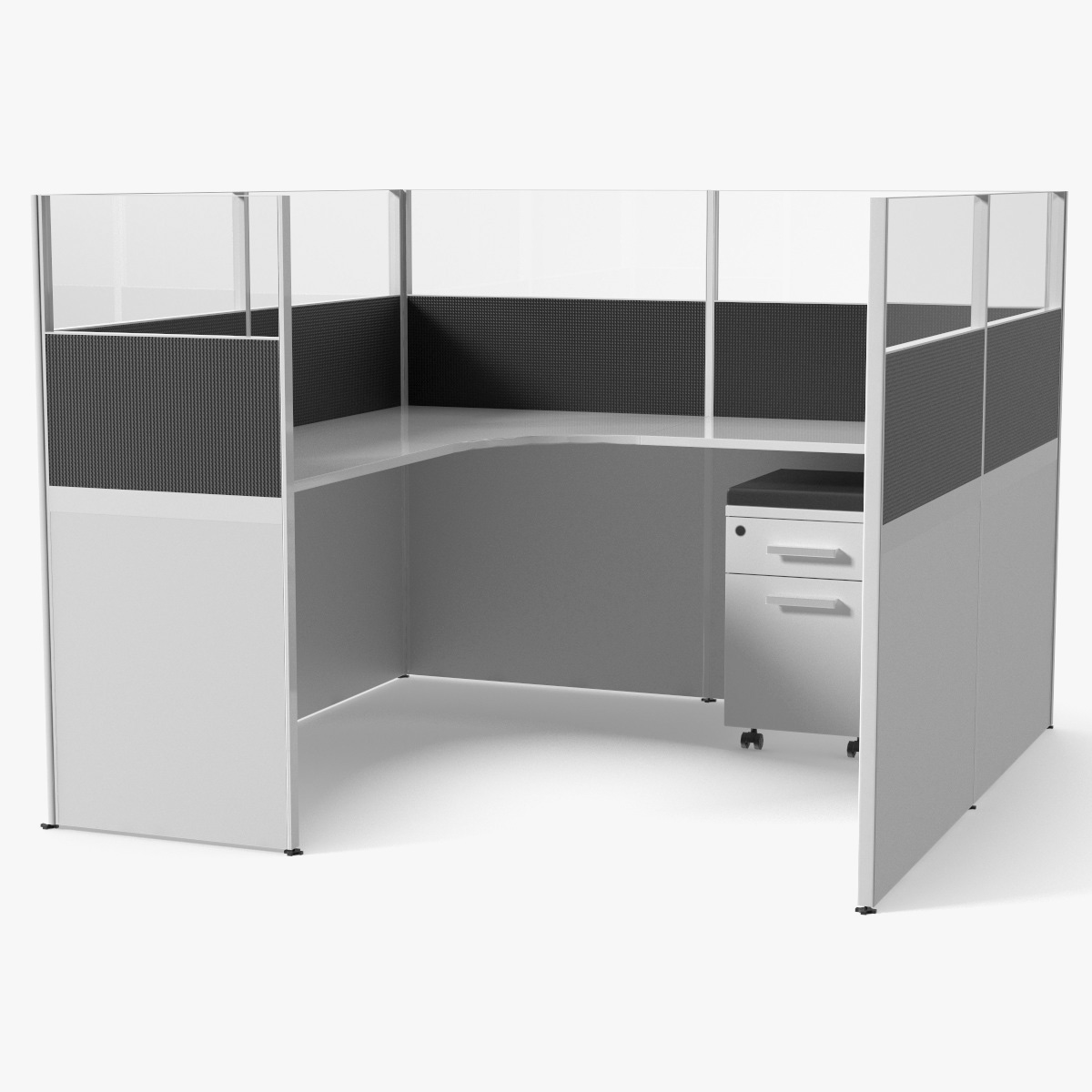 Modular Office Cubicles Kit Game Ready 3D model preview