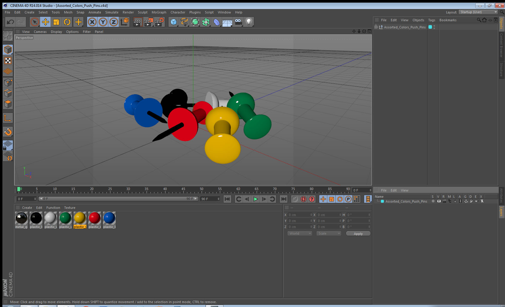 3D model Assorted Colors Push Pins