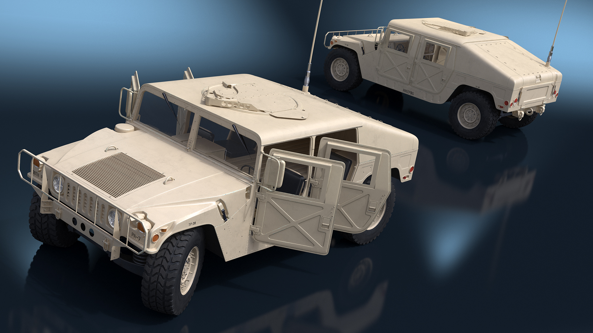 Military Humvee Vehicle Rigged for Maya 3D model