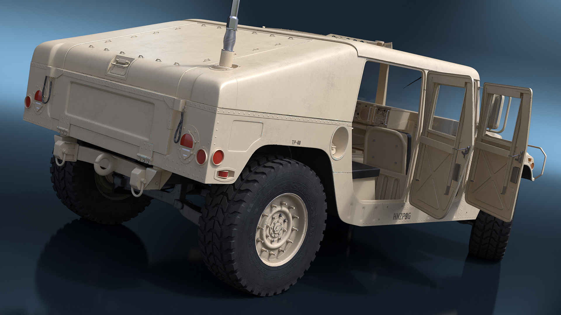 Military Humvee Vehicle Rigged for Maya 3D model