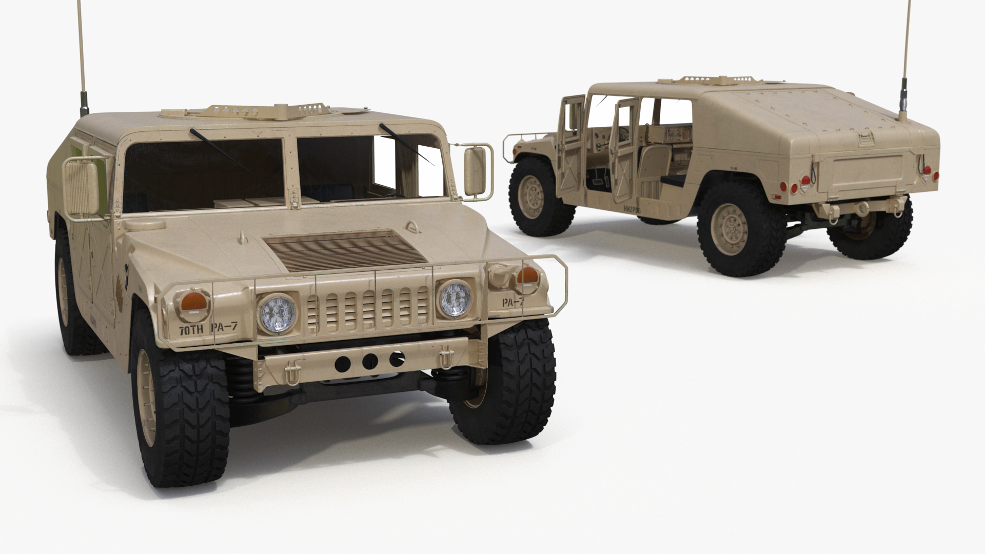 Military Humvee Vehicle Rigged for Maya 3D model