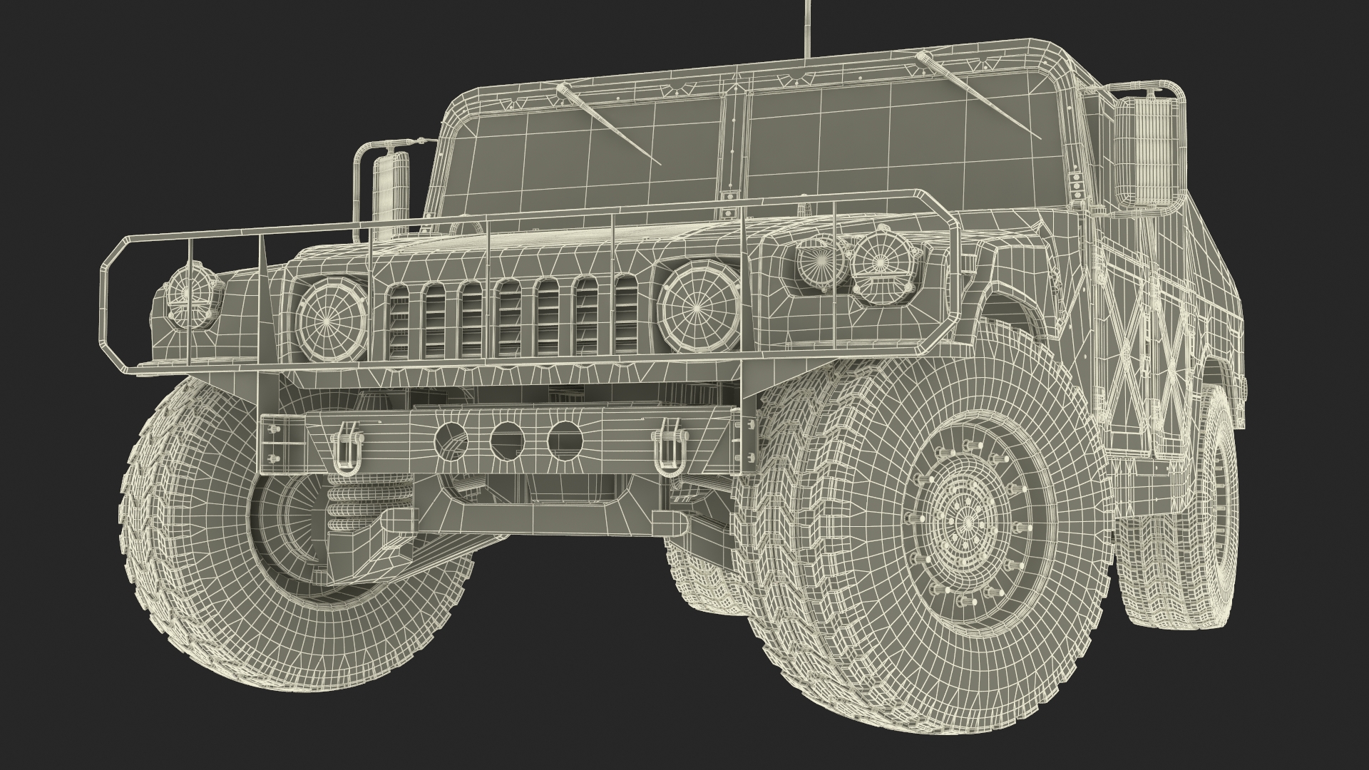 Military Humvee Vehicle Rigged for Maya 3D model