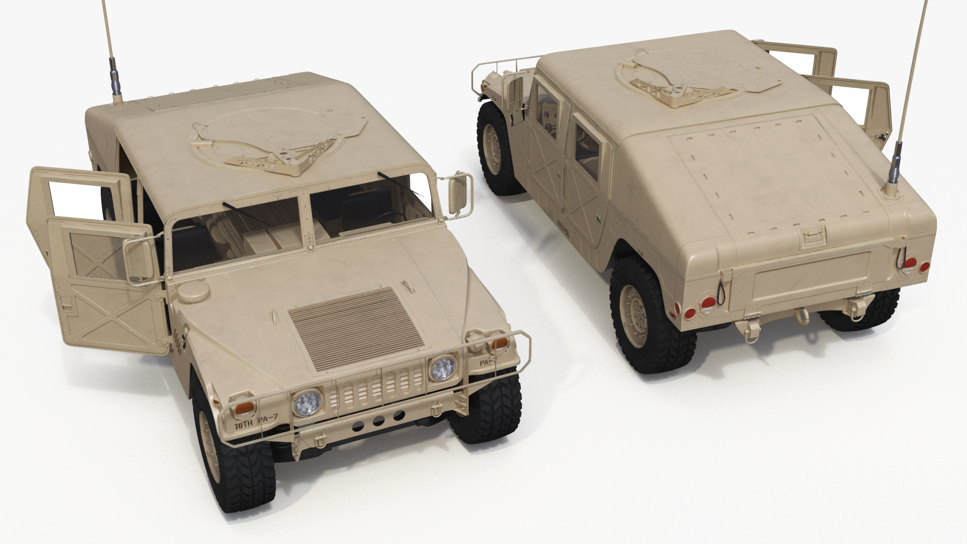 Military Humvee Vehicle Rigged for Maya 3D model