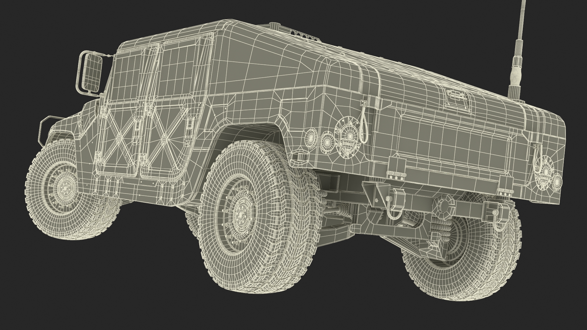 Military Humvee Vehicle Rigged for Maya 3D model
