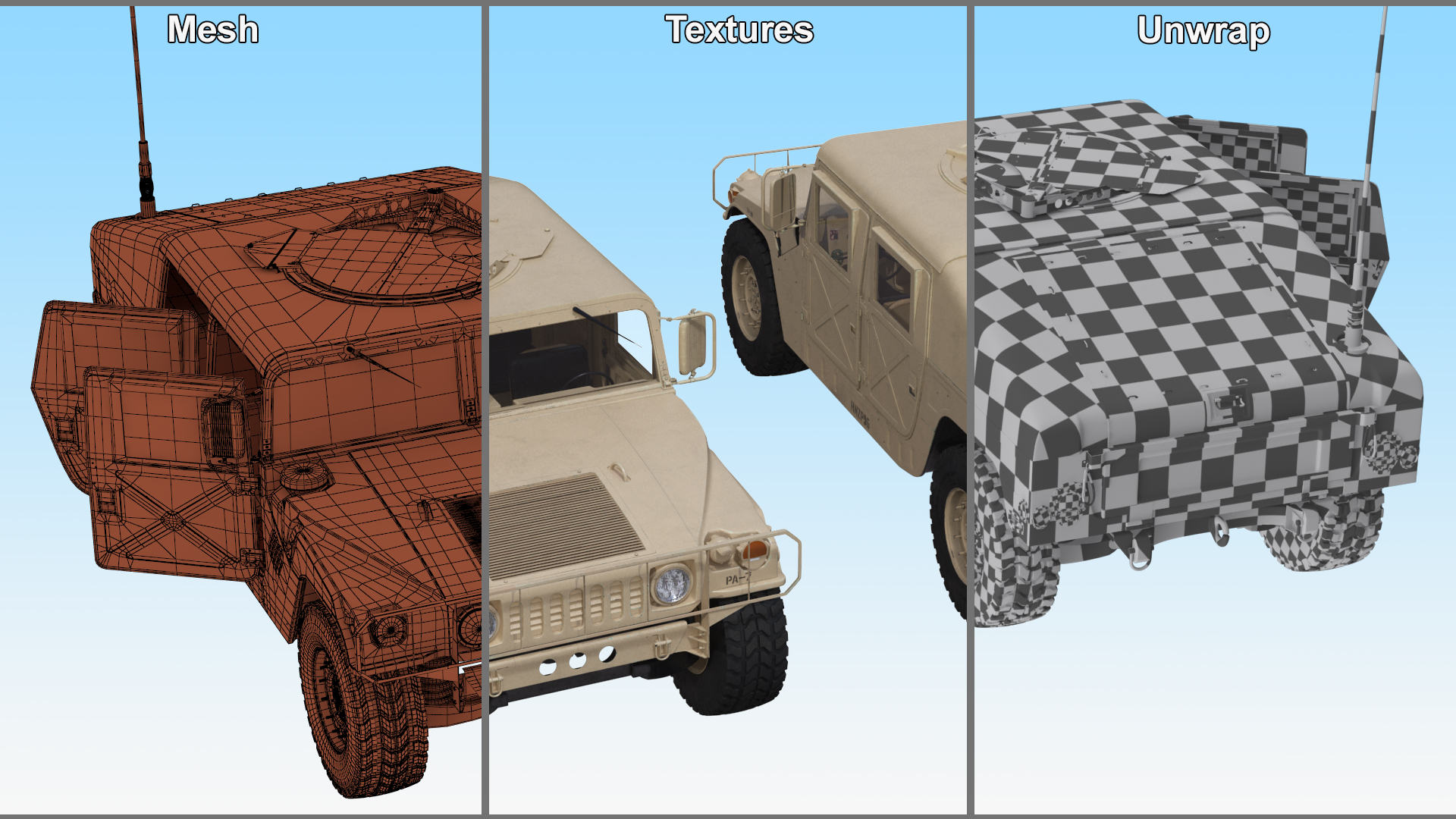 Military Humvee Vehicle Rigged for Maya 3D model