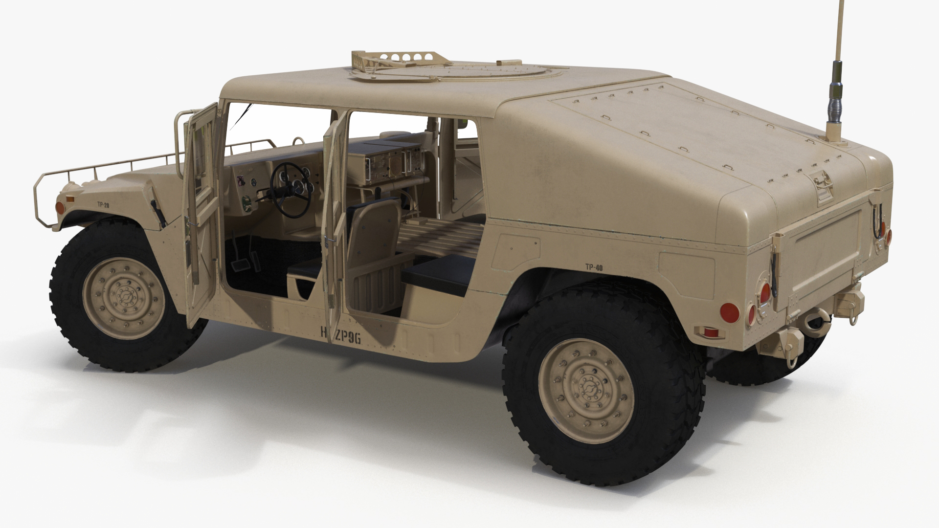 Military Humvee Vehicle Rigged for Maya 3D model