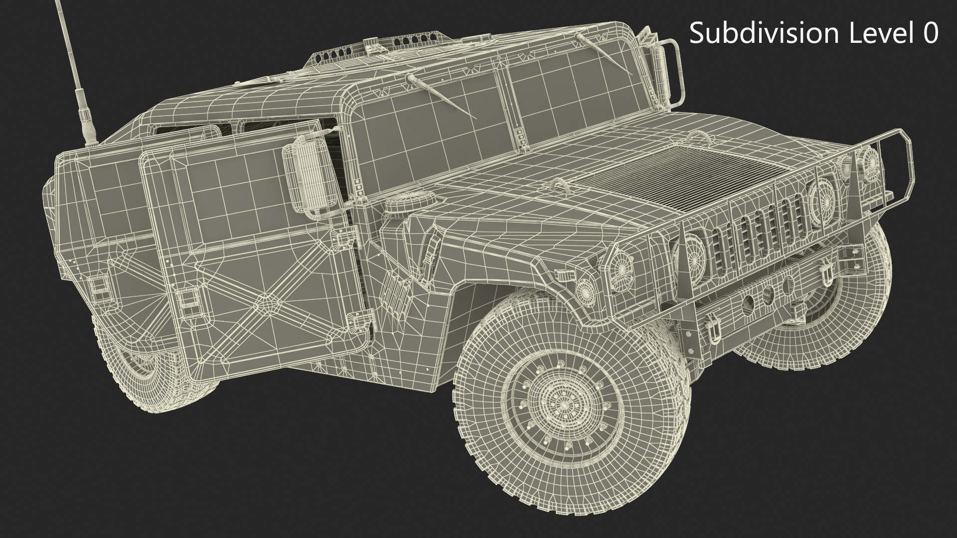 Military Humvee Vehicle Rigged for Maya 3D model