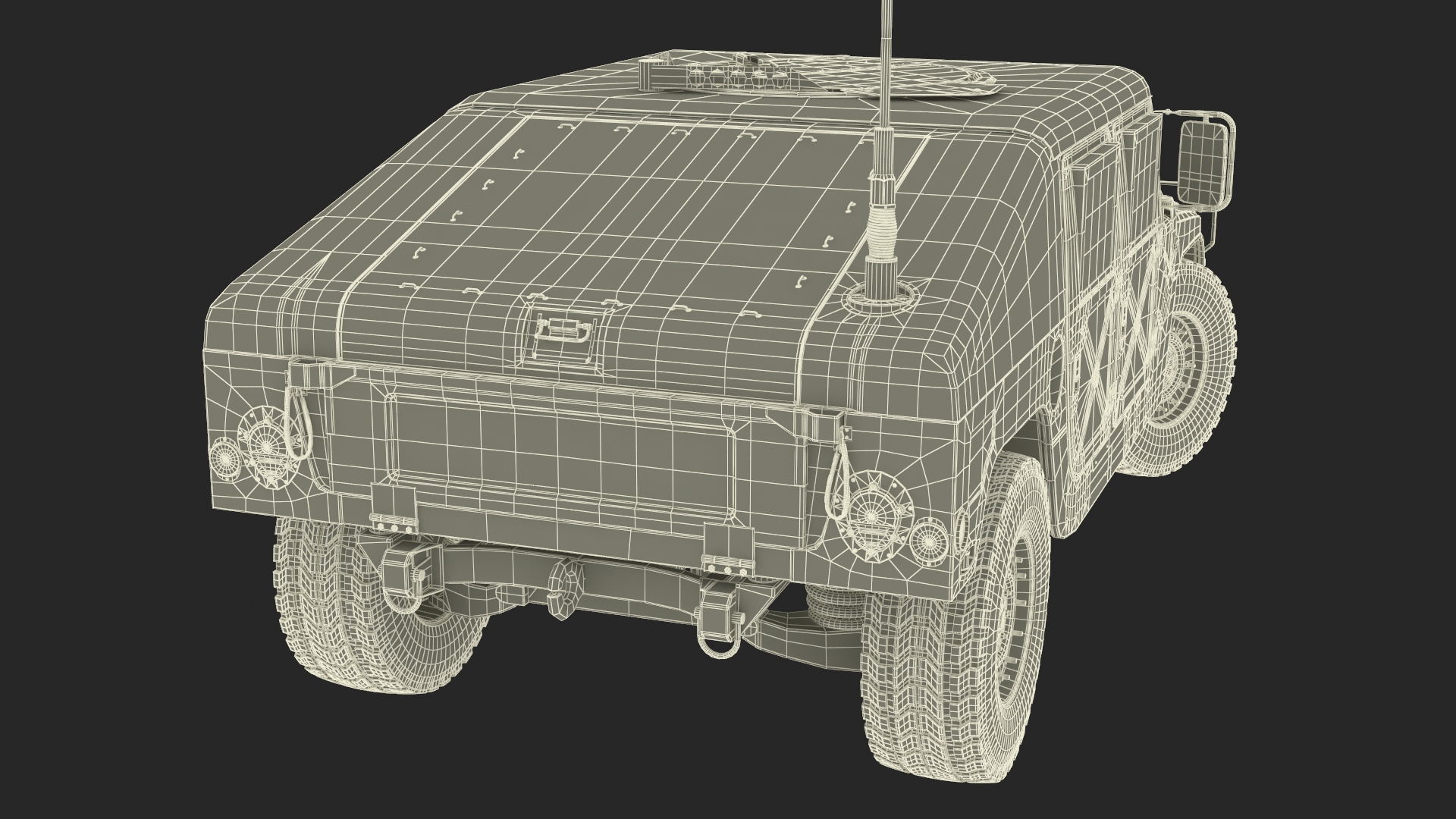 Military Humvee Vehicle Rigged for Maya 3D model