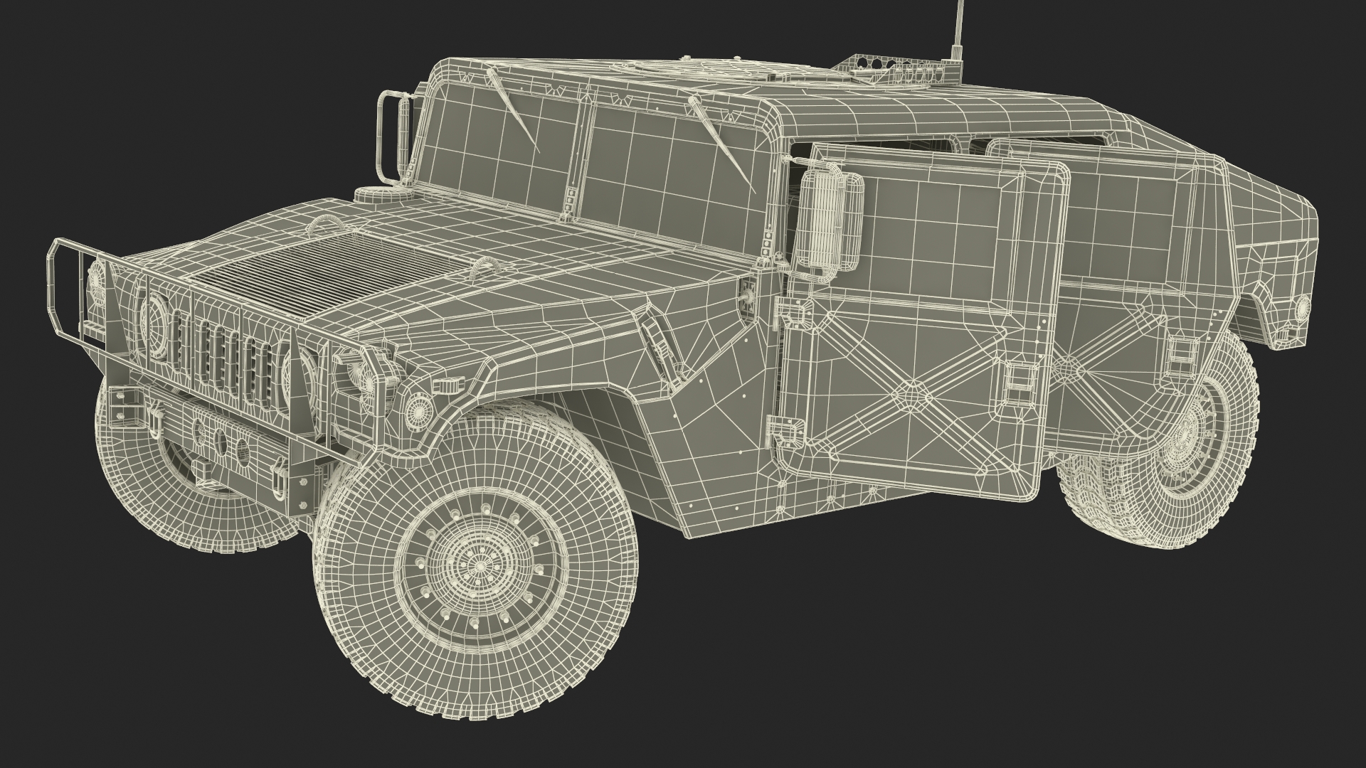 Military Humvee Vehicle Rigged for Maya 3D model