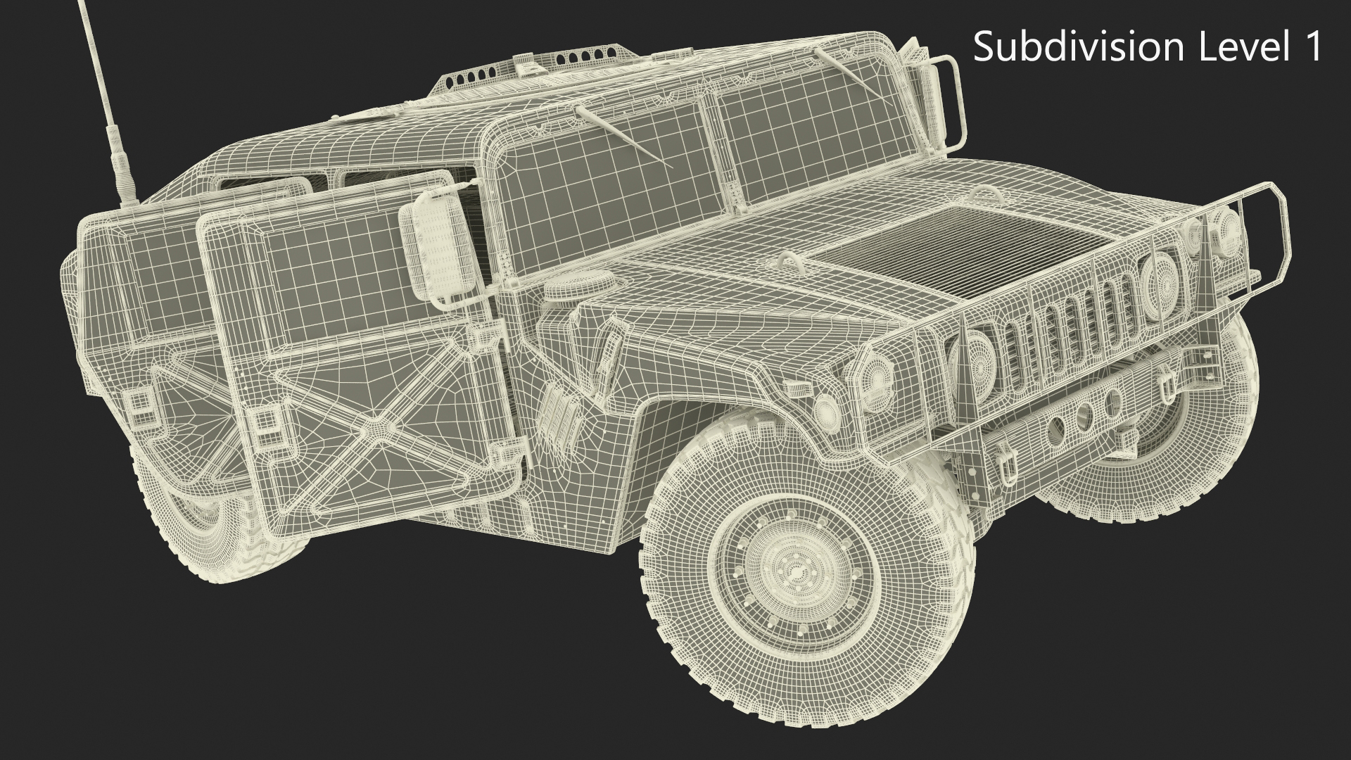 Military Humvee Vehicle Rigged for Maya 3D model